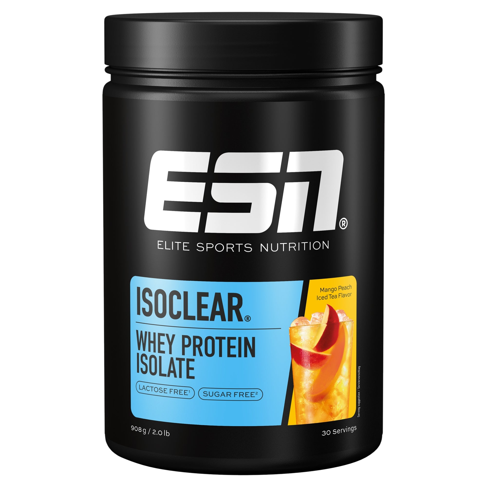 ESN Isoclear Whey Isolaat Mango Peach Iced Tea 908 gram - eiwitpoeder suikervrij en lactosevrij | kopen in Nederland en België