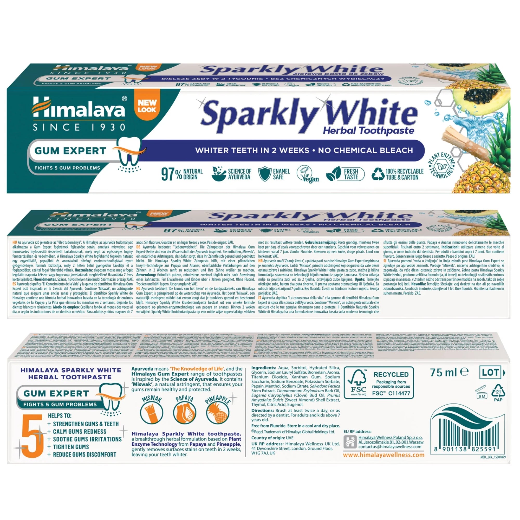 Gum Expert Kruidentandpasta Sparkly White | 75ml | Himalaya