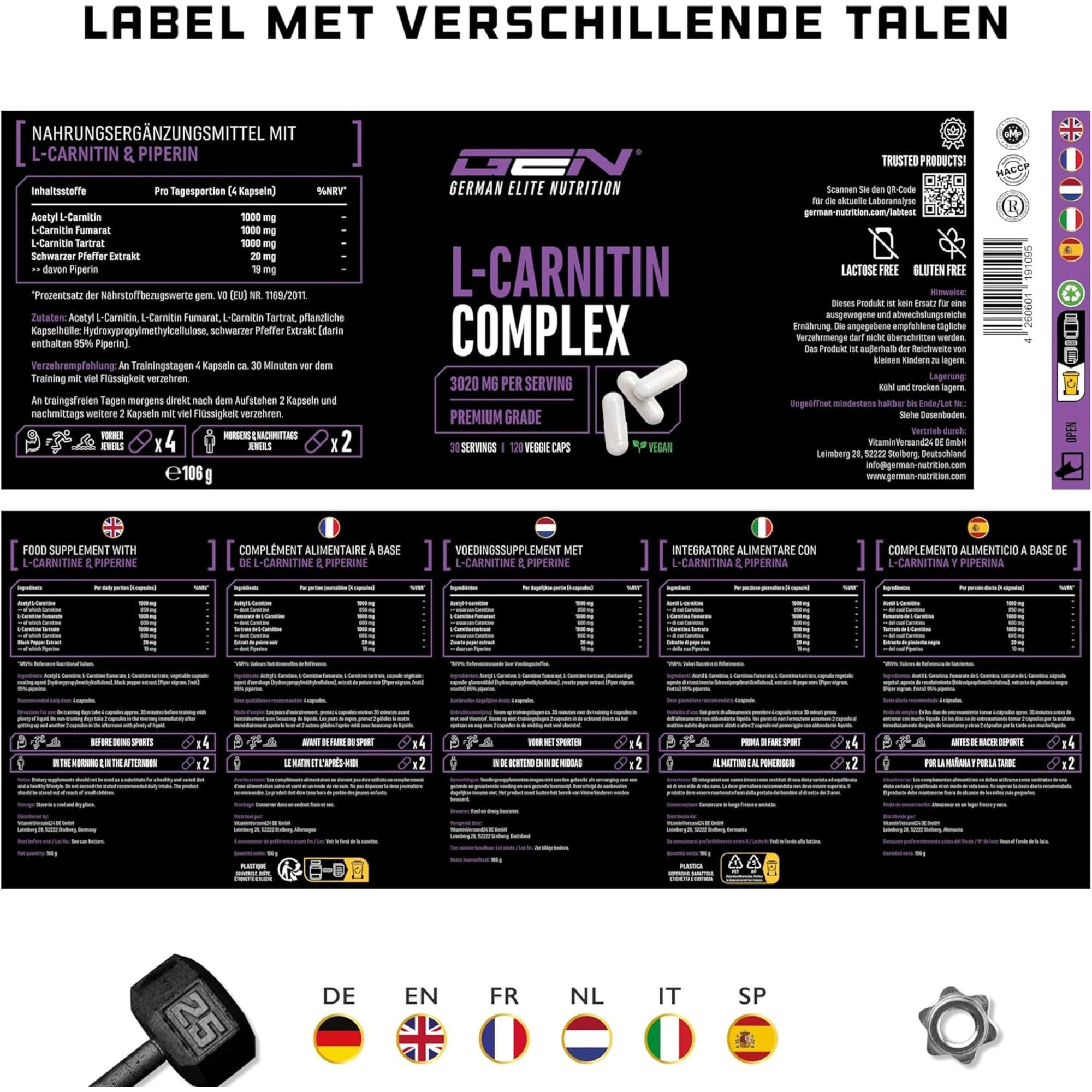 L-carnitine complex meertalig label GEN