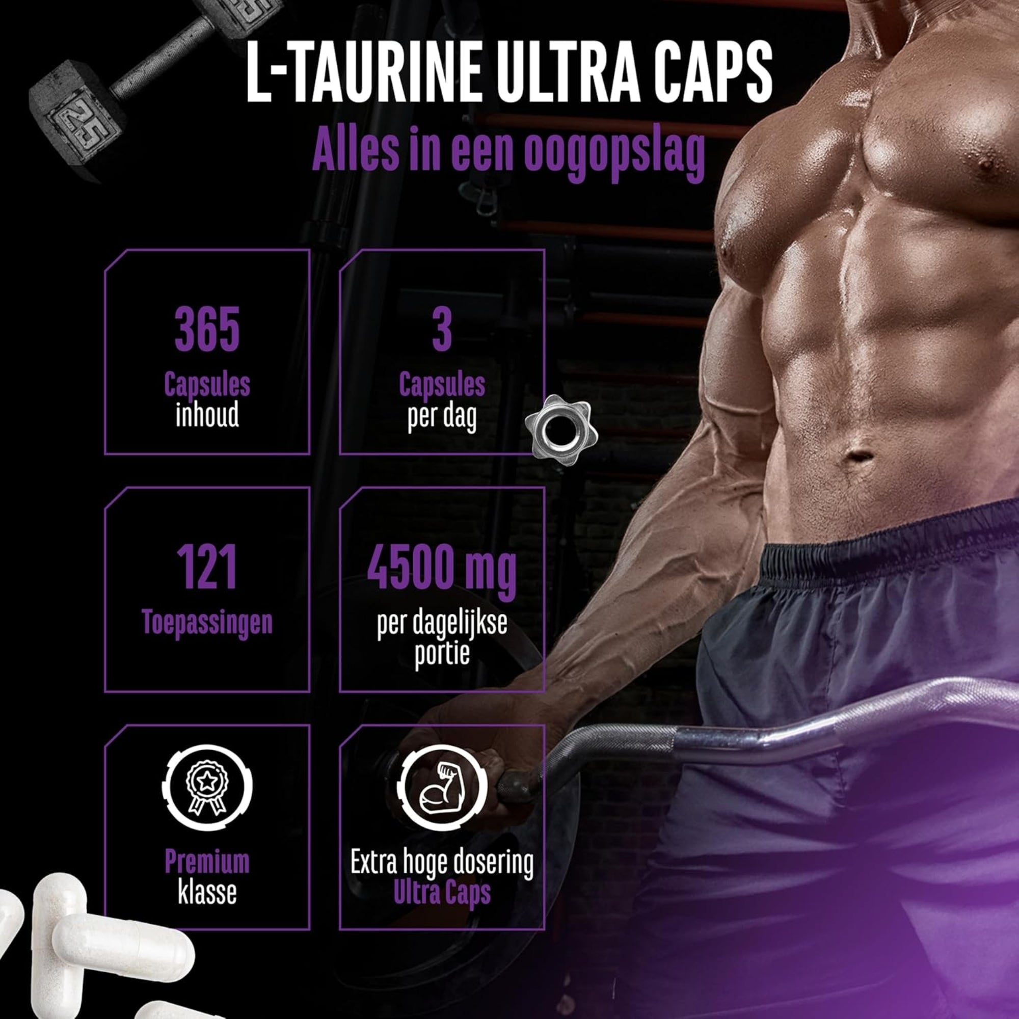 L-Taurine Ultra Caps 1500mg | 365 capsules | German Elite Nutrition