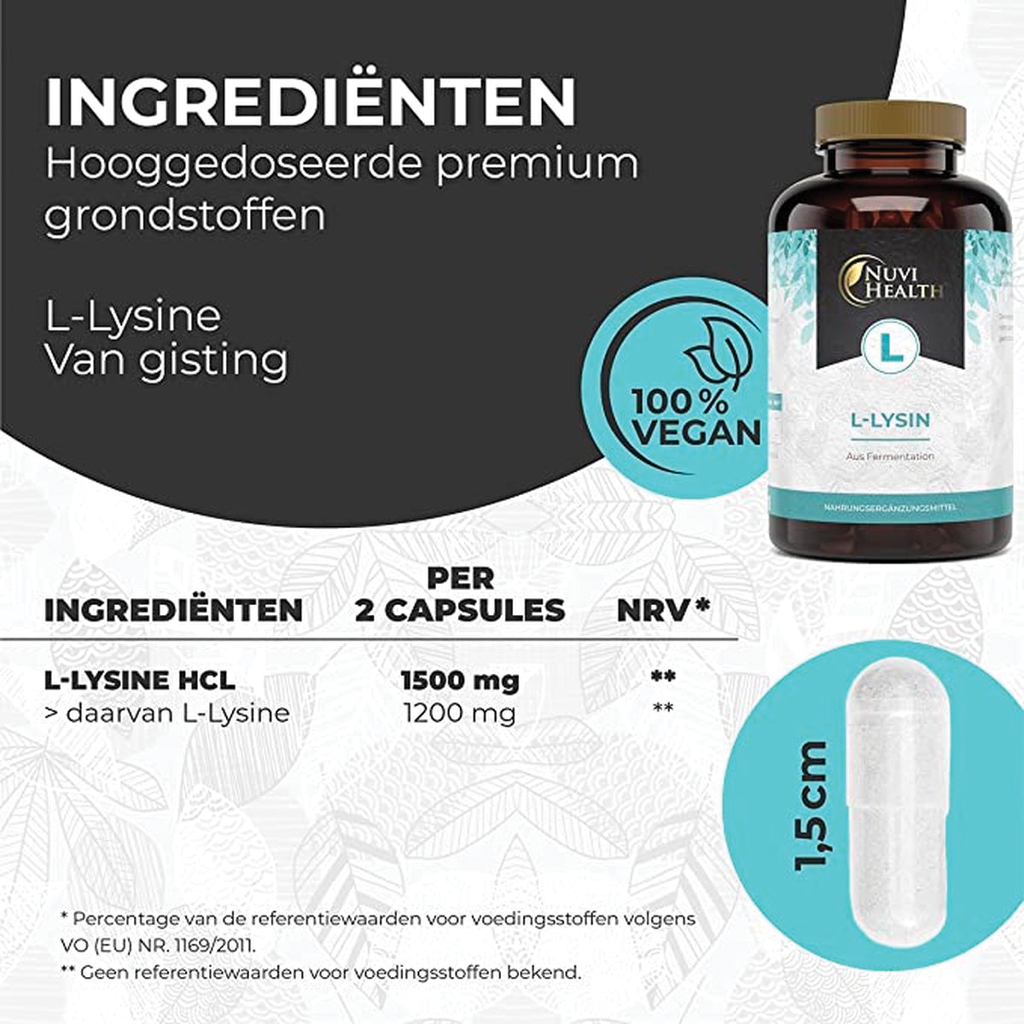 L-Lysine 1500mg | 365 capsules | Nuvi Health