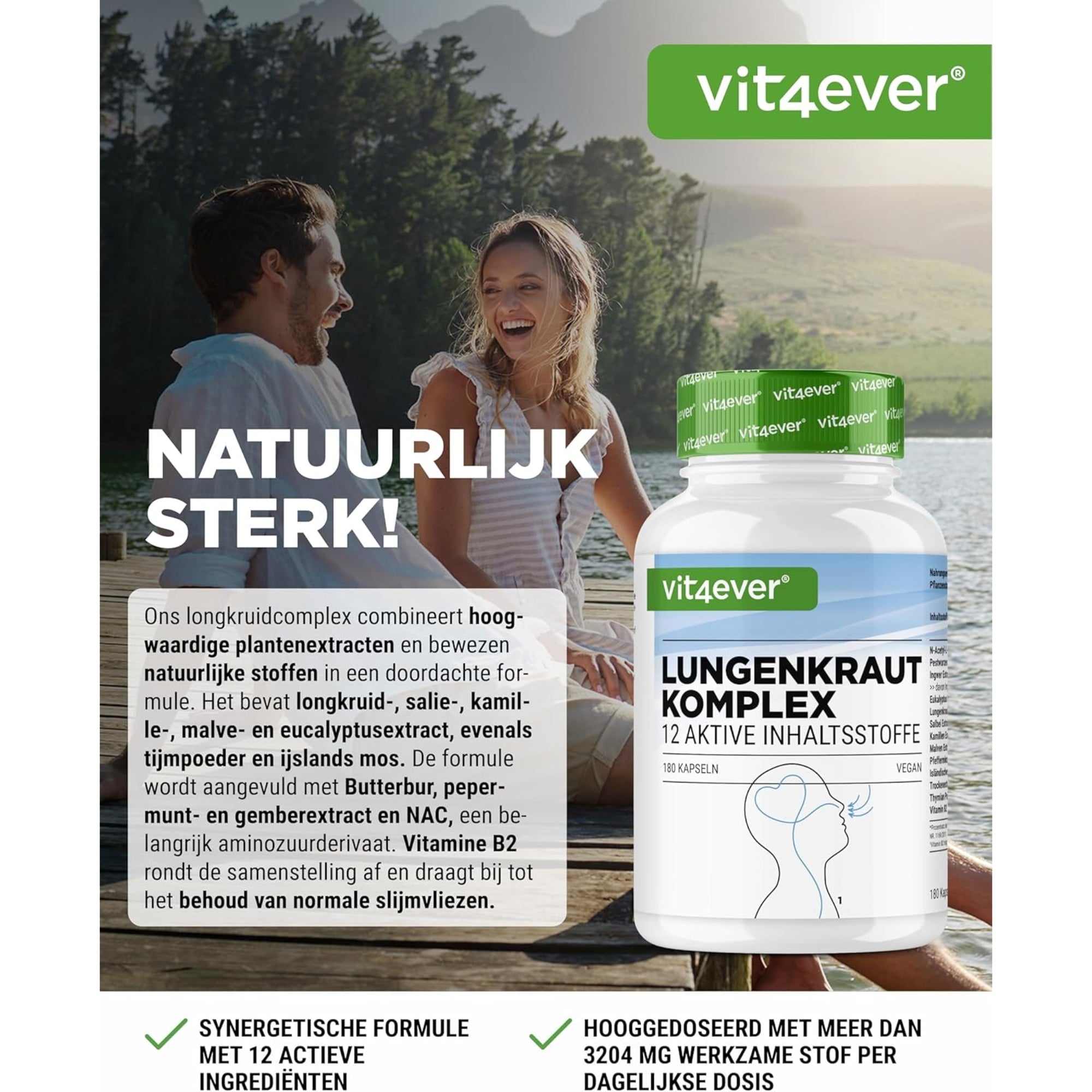 Lungenkraut-Atemwegskomplex mit NAC &amp; Kräutern | 180 Kapseln | Vit4ever