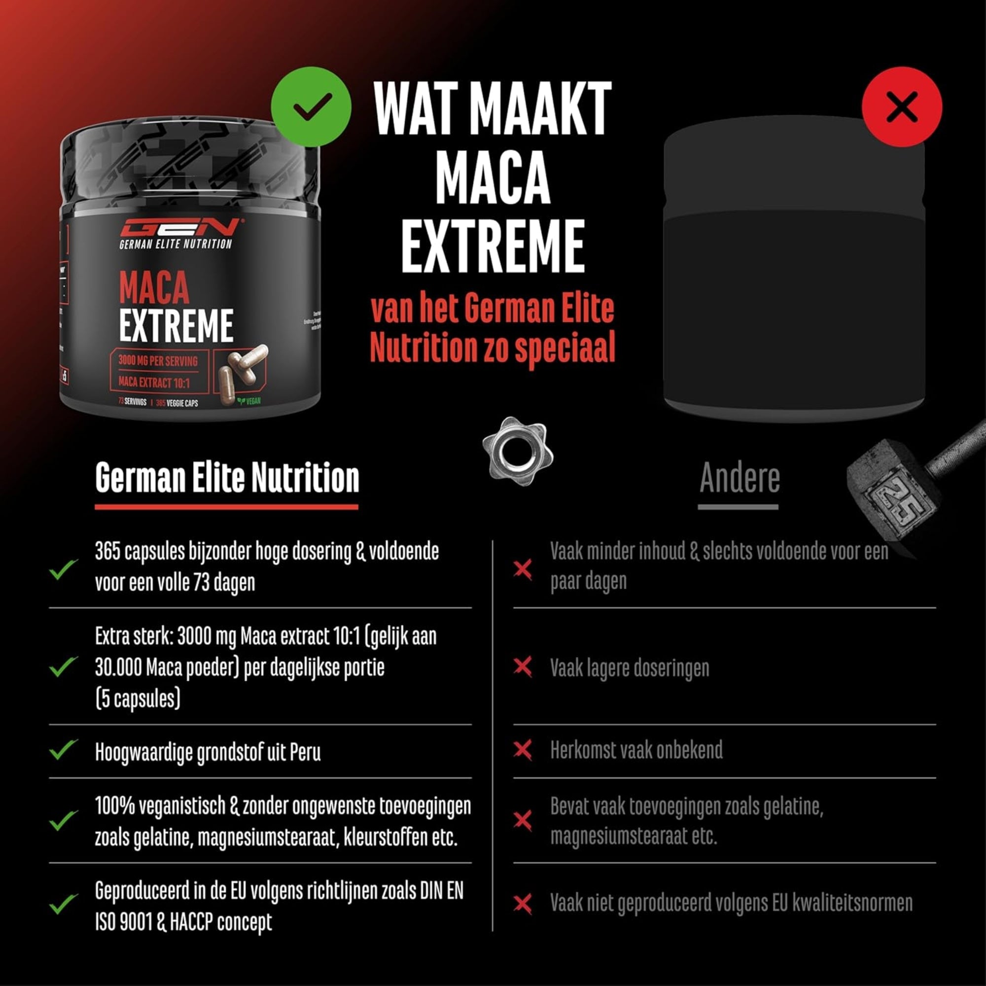 Maca Extreme (Maca-Extrakt 10:1, 600 mg) | 365 Kapseln | German Elite Nutrition