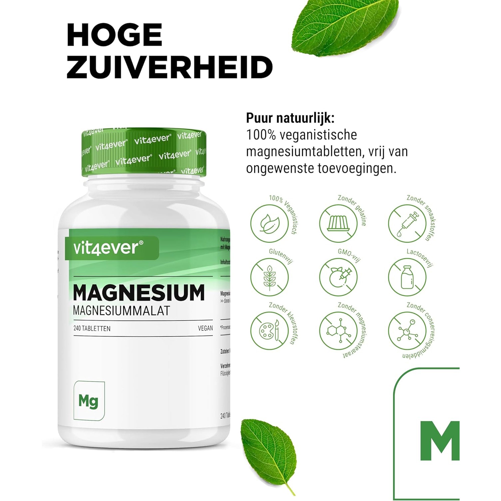 Magnesiummalaat | 240 tabletten of 365 capsules | Vit4ever