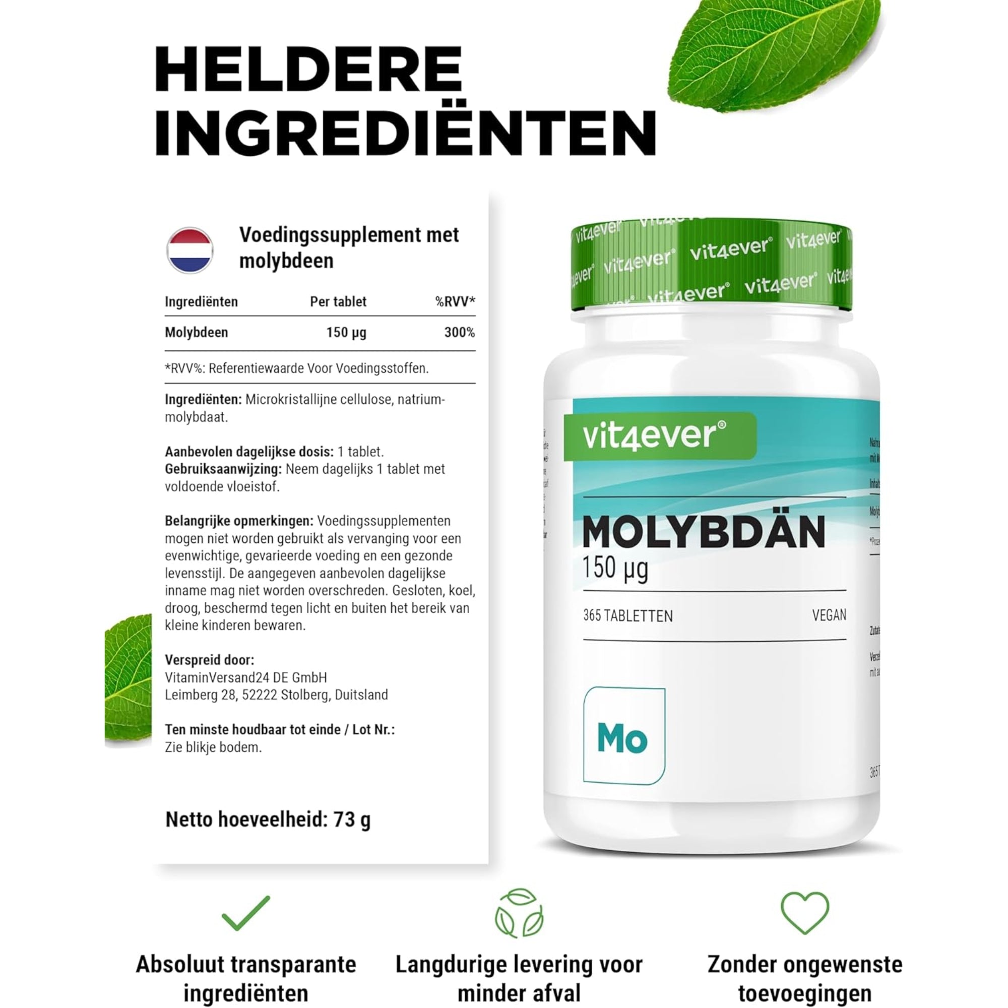Molybdeen 150 µg | 365 tabletten | Vit4ever