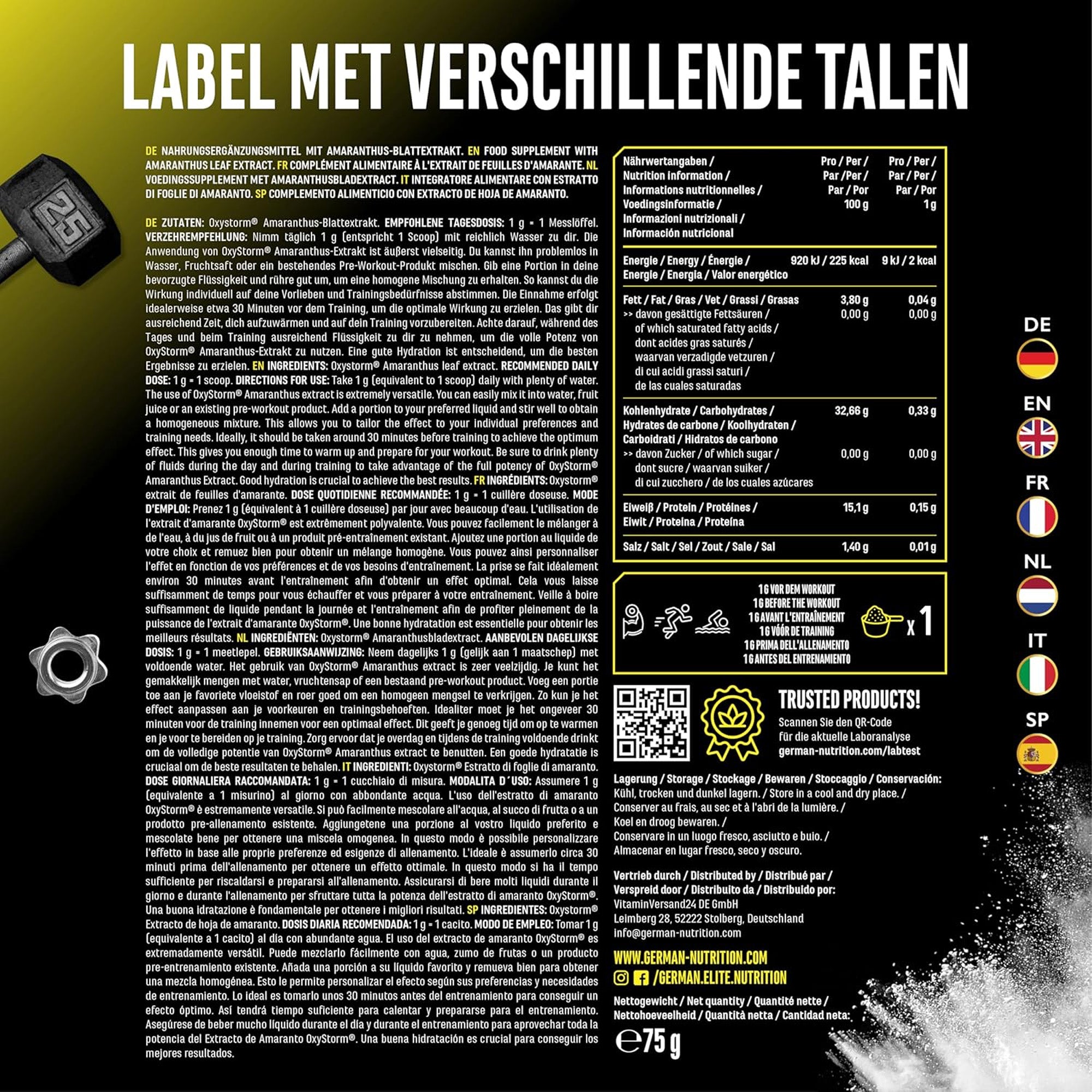 OxyStorm® (Amaranthblattextrakt mit Nitrat) | 75 g | German Elite Nutrition