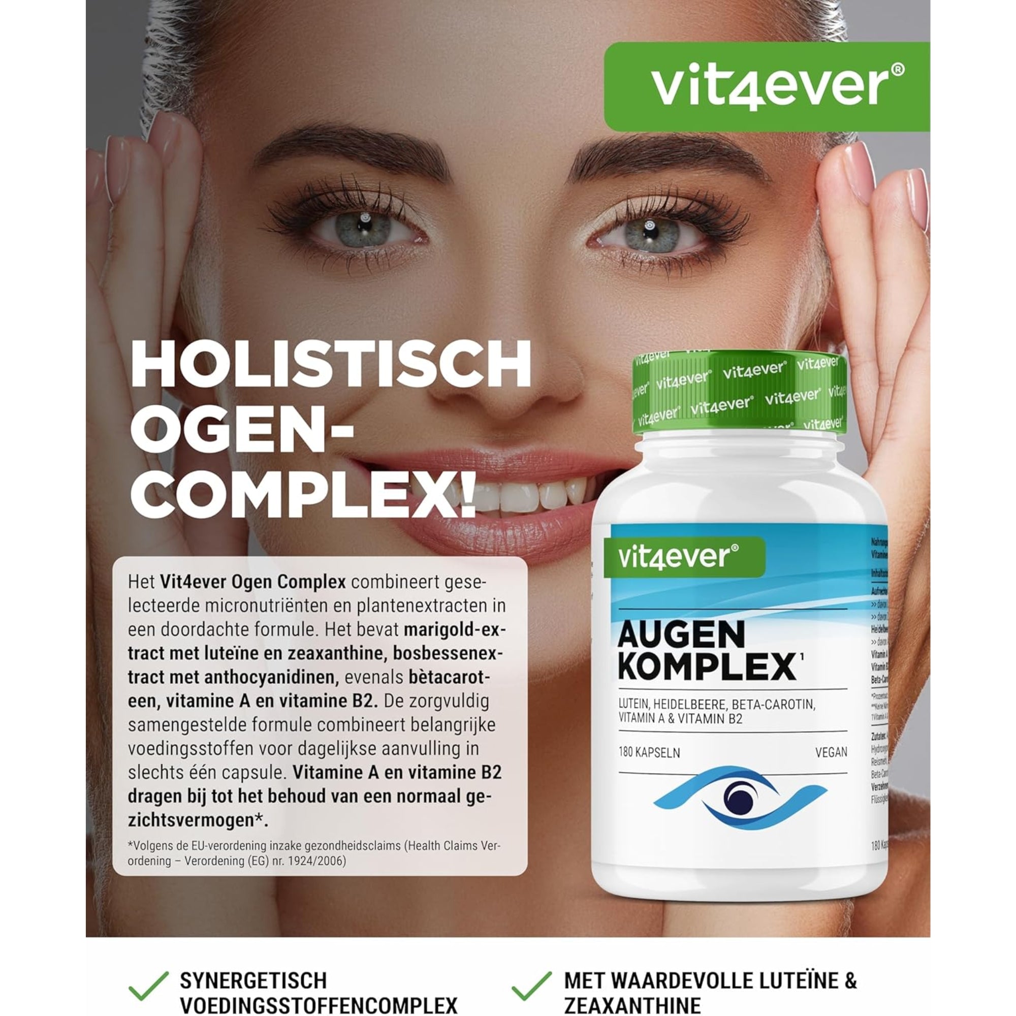 Ogen Complex met Luteïne, Vitamine A & B2 | 180 Capsules | Vit4ever