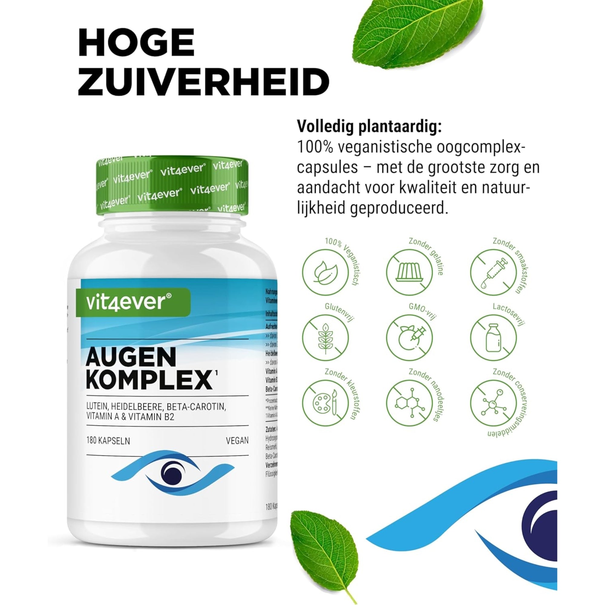 Ogen Complex met Luteïne, Vitamine A & B2 | 180 Capsules | Vit4ever