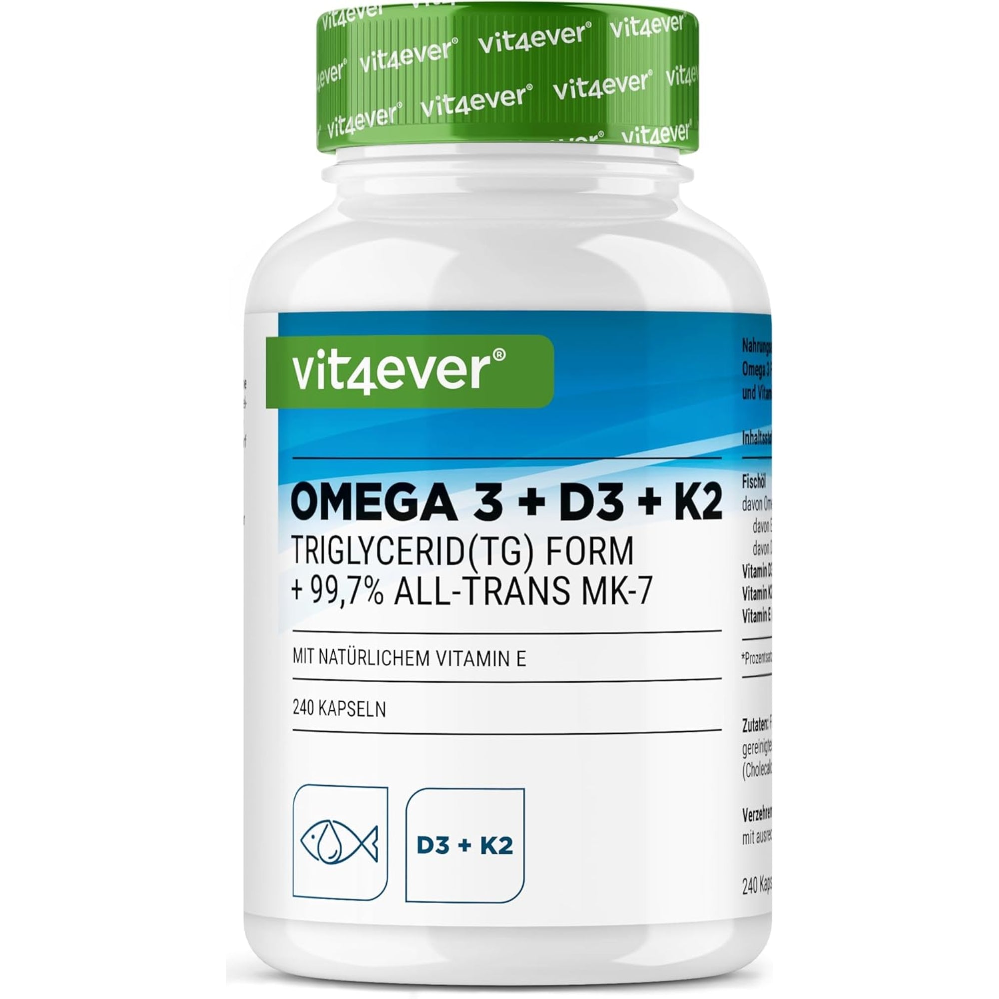 Omega 3 + D3 + K2 Complex | 240 Capsules | Vit4ever