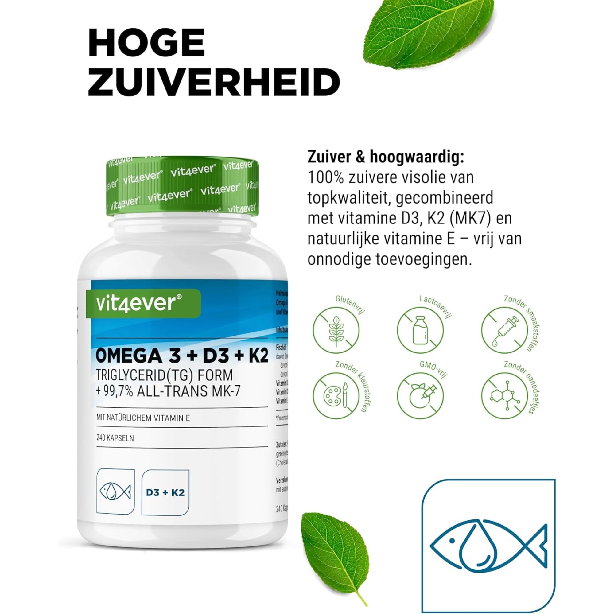 Omega 3 + D3 + K2 Complex | 240 Capsules | Vit4ever