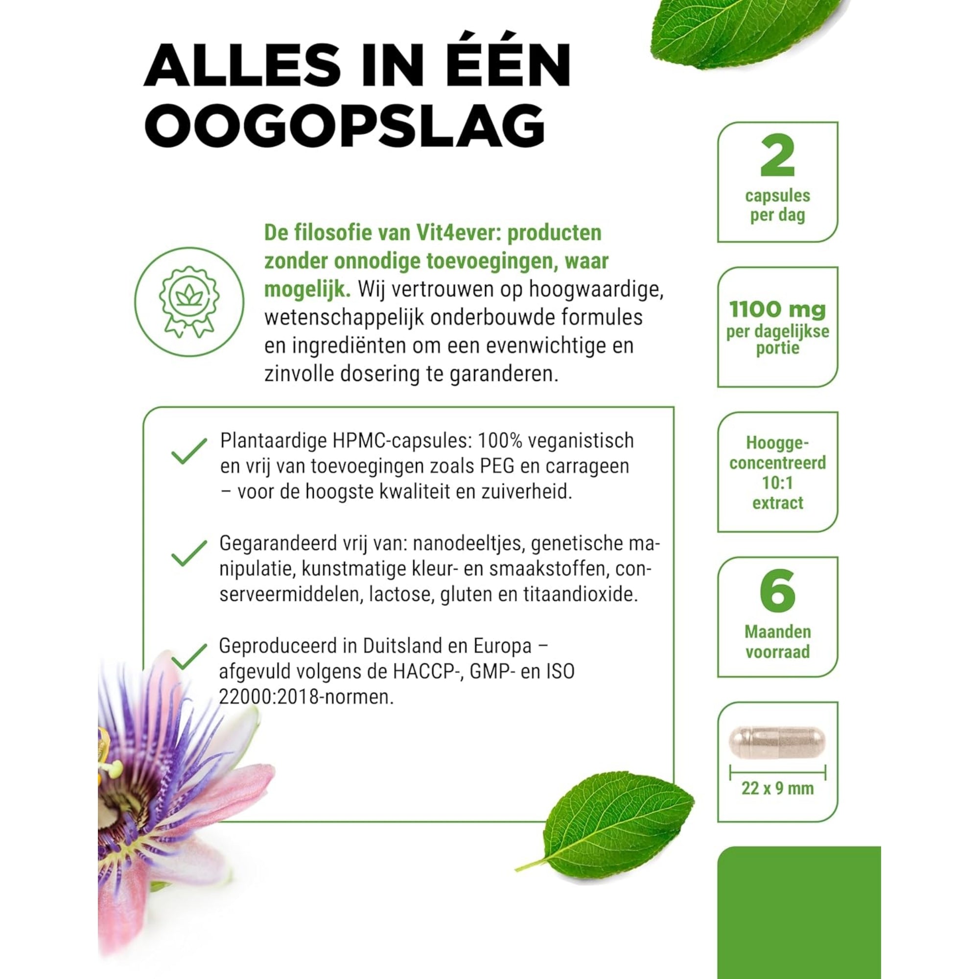 Passiebloem 10:1 Extract | 365 capsules | Vit4ever