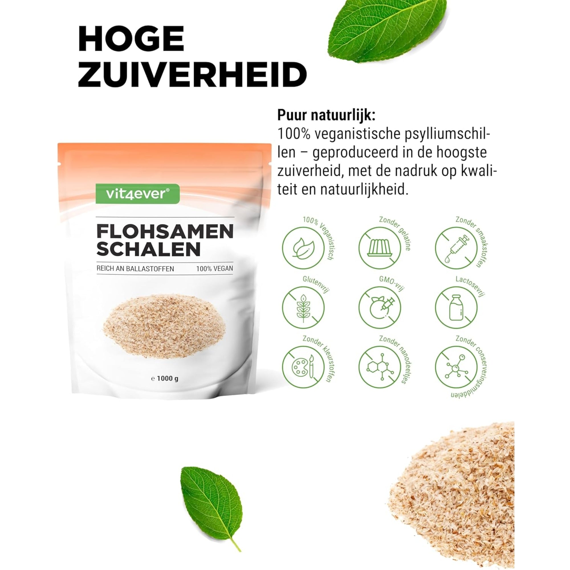 Psylliumvezels (Psyllium Husk) 1000g | Vit4ever