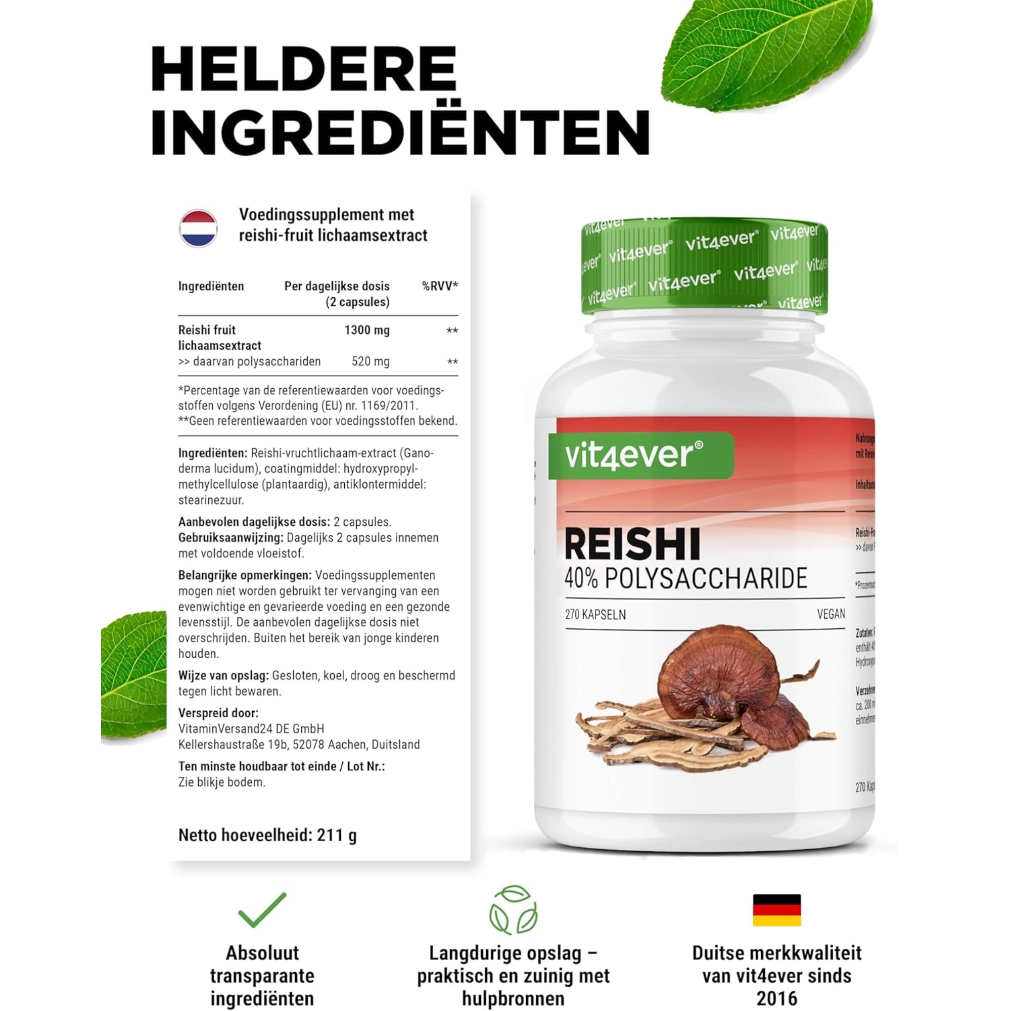 Reishi Intenso 1300mg | 270 capsules | Vit4ever