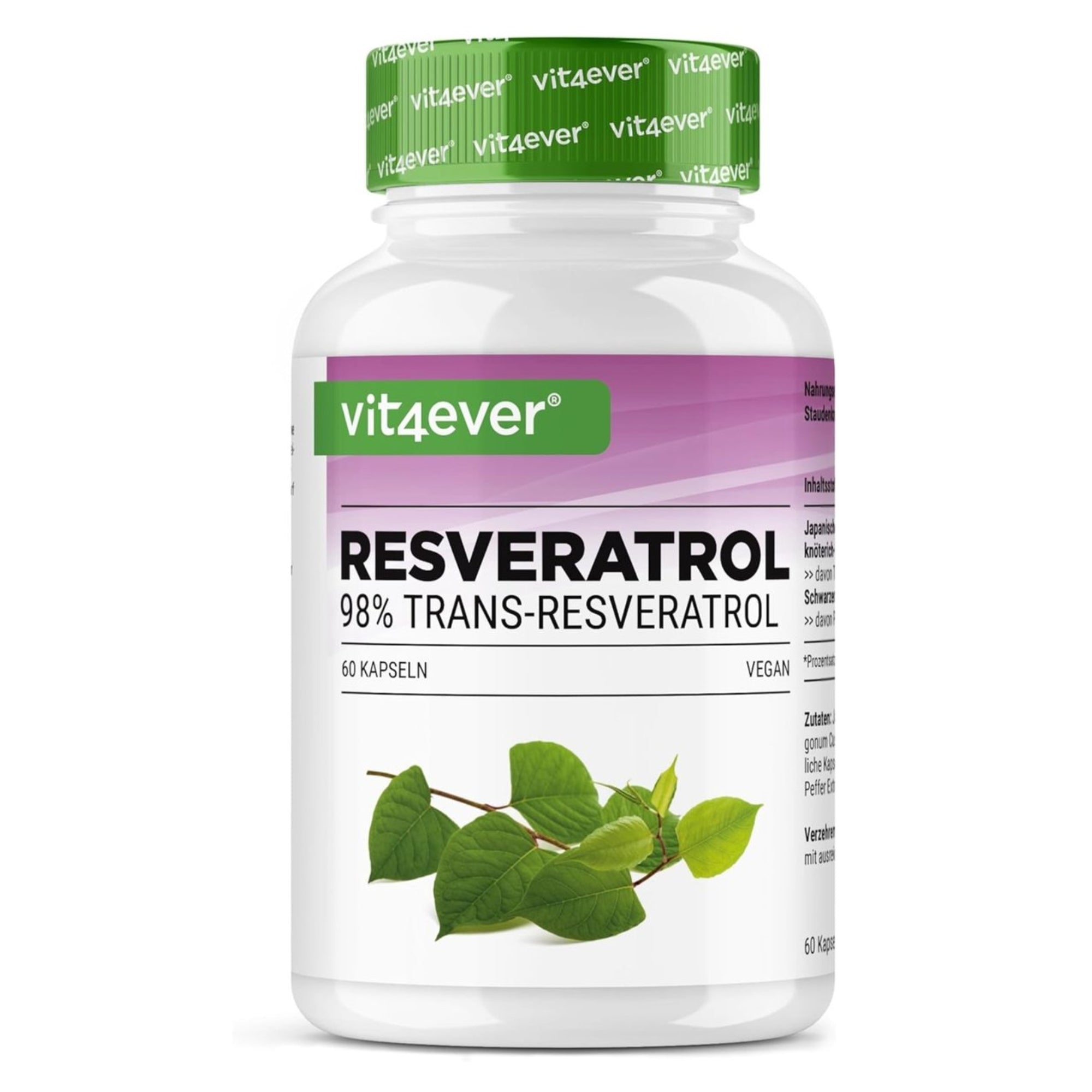 Resveratrol Intenso (98% trans-resveratrol) 500mg | 60 capsules | Vit4ever