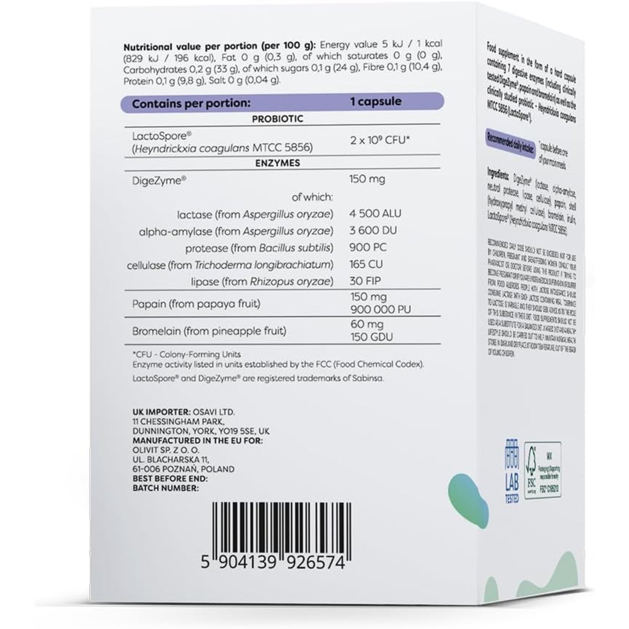 Spijsverteringsenzymen + Probioticum | 120 Capsules | Osavi