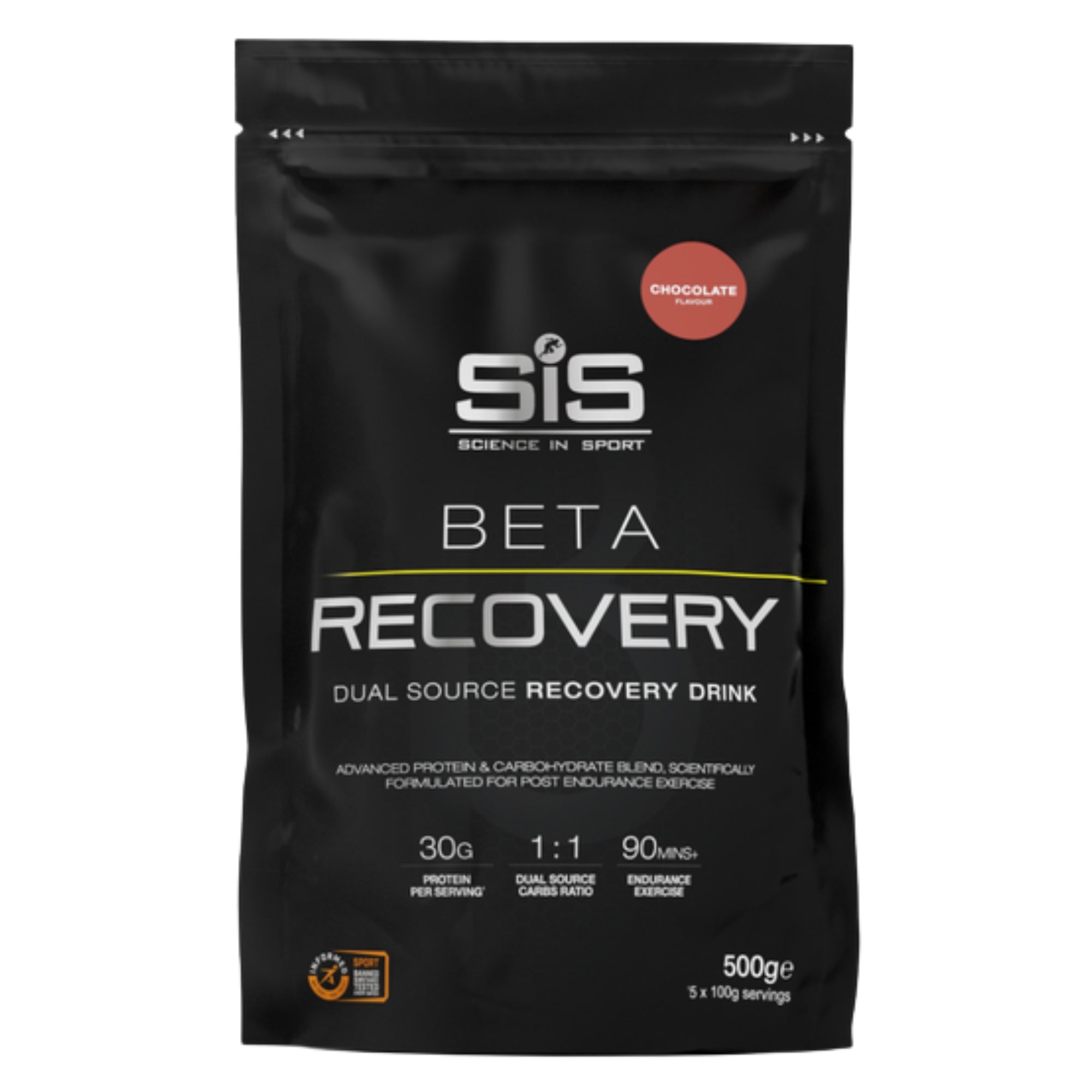 #Inhoud_500g SiS BETA Recovery Chocolade 500g herstelshake poeder met wei-eiwit en koolhydraten voor duursporters