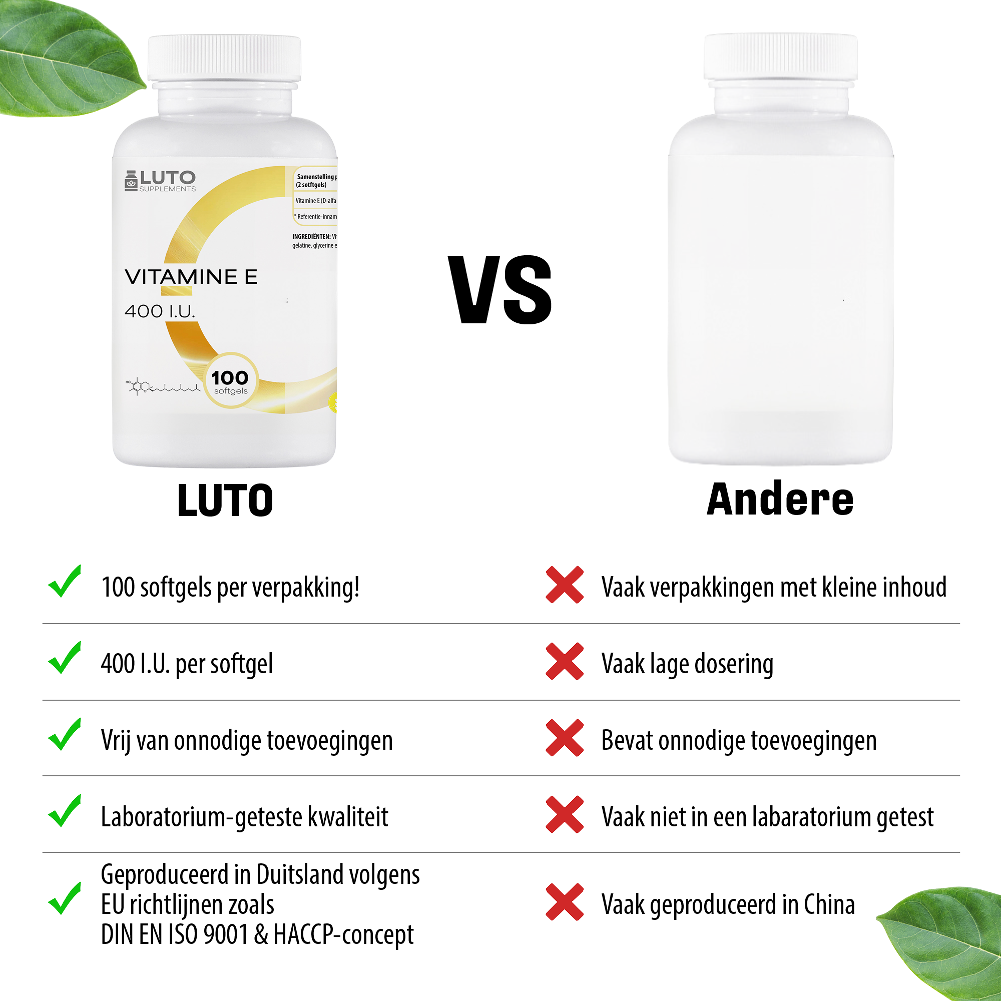 Vitamine E 400mcg USP's Luto supplements