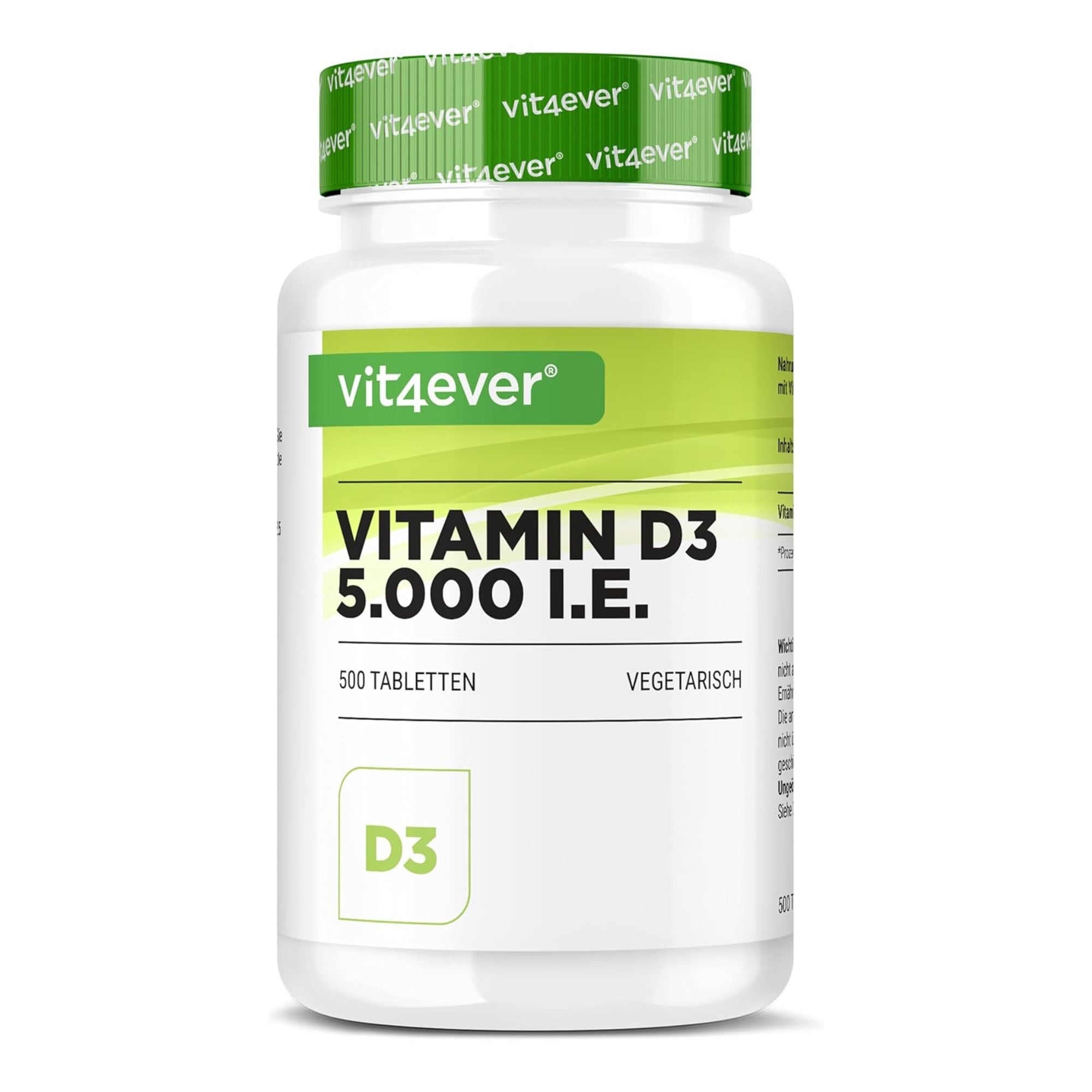 Vitamine D3 5.000IE | 5.000 I.E. | 500 tabletten | vit4ever
