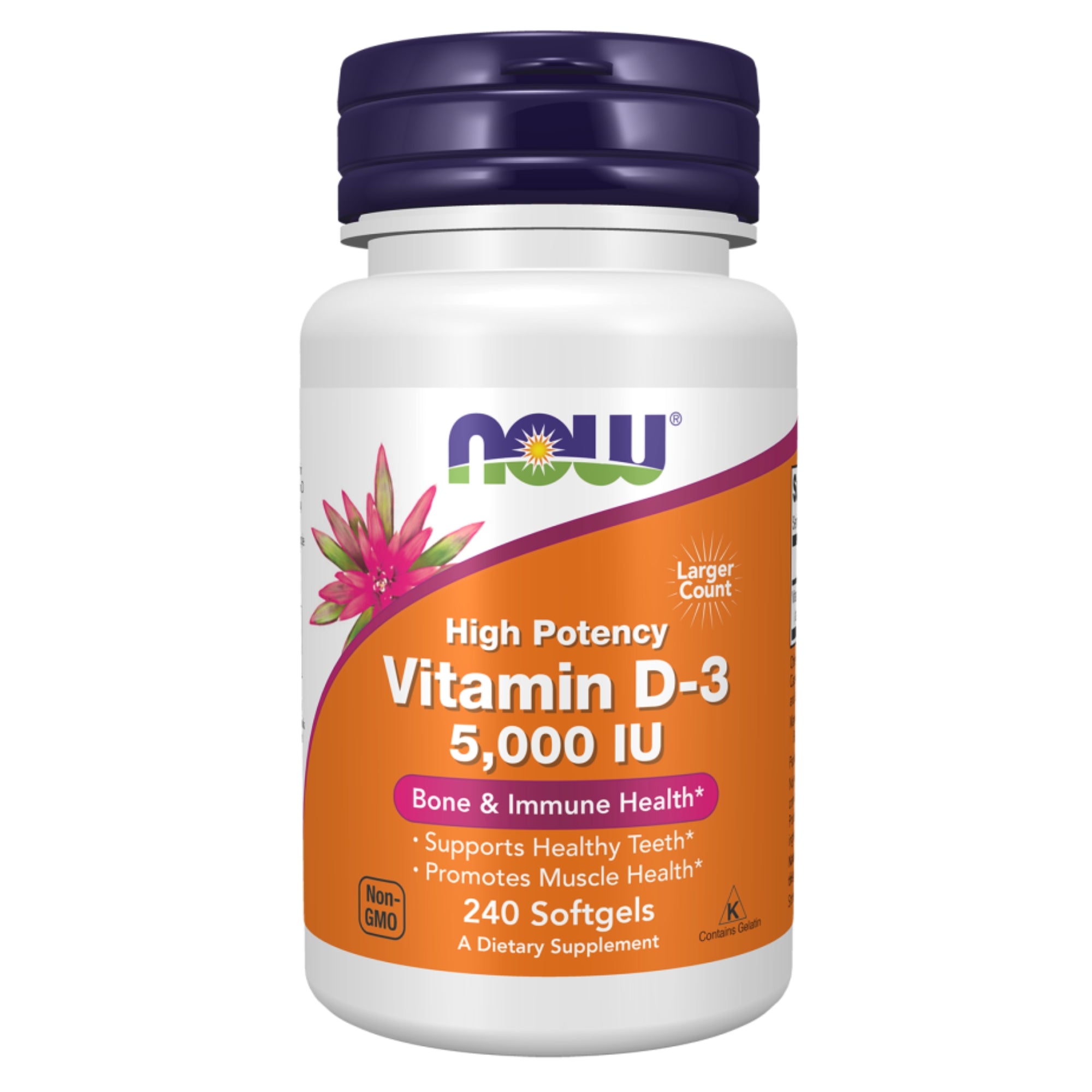 Vitamine D3 5000 IU | 240 softgels | NOW Foods