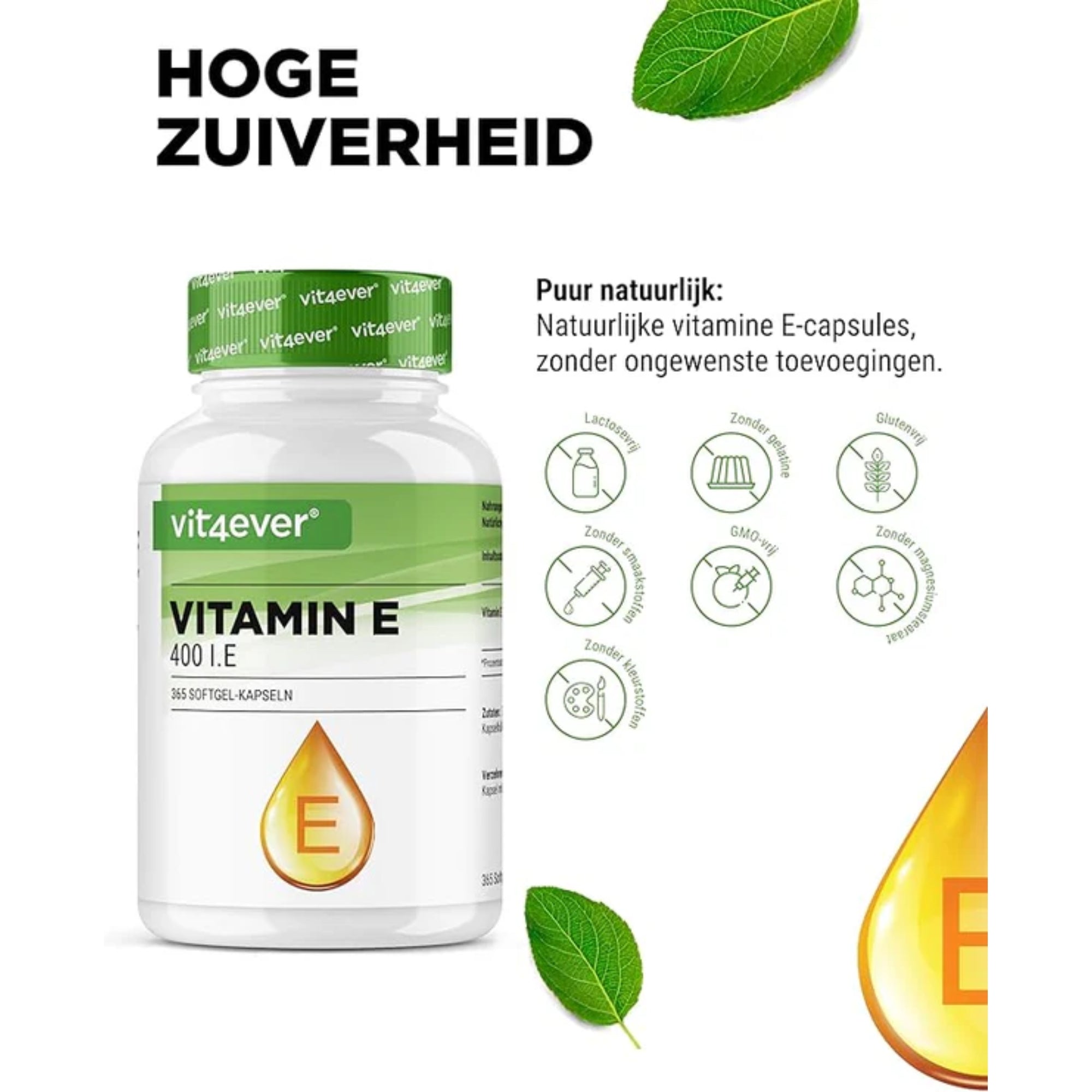 Vitamine E (400 I.E.) 268mg | 365 softgels | Vit4ever