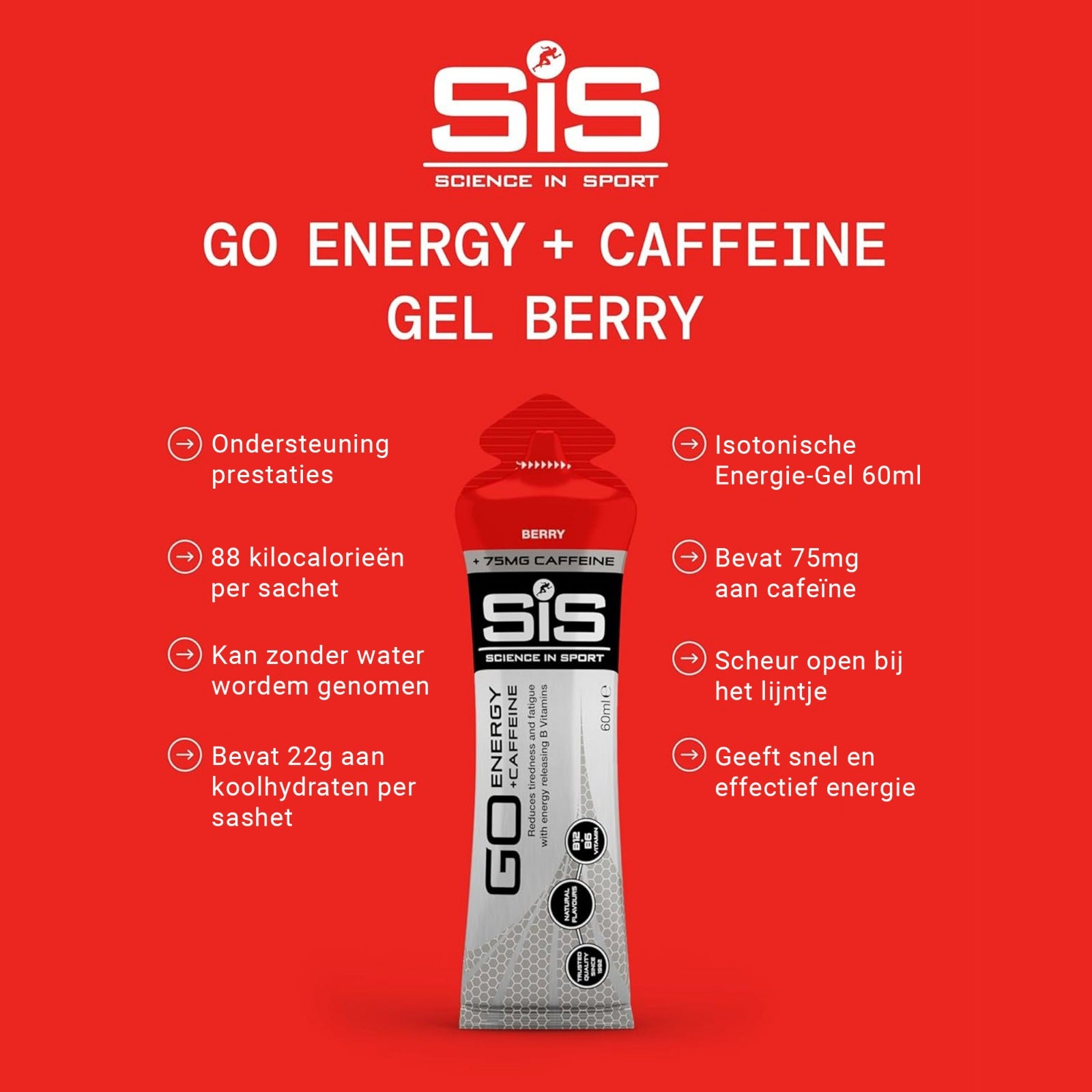 SiS Go Isotonic Energygel + Cafeïne | Berry