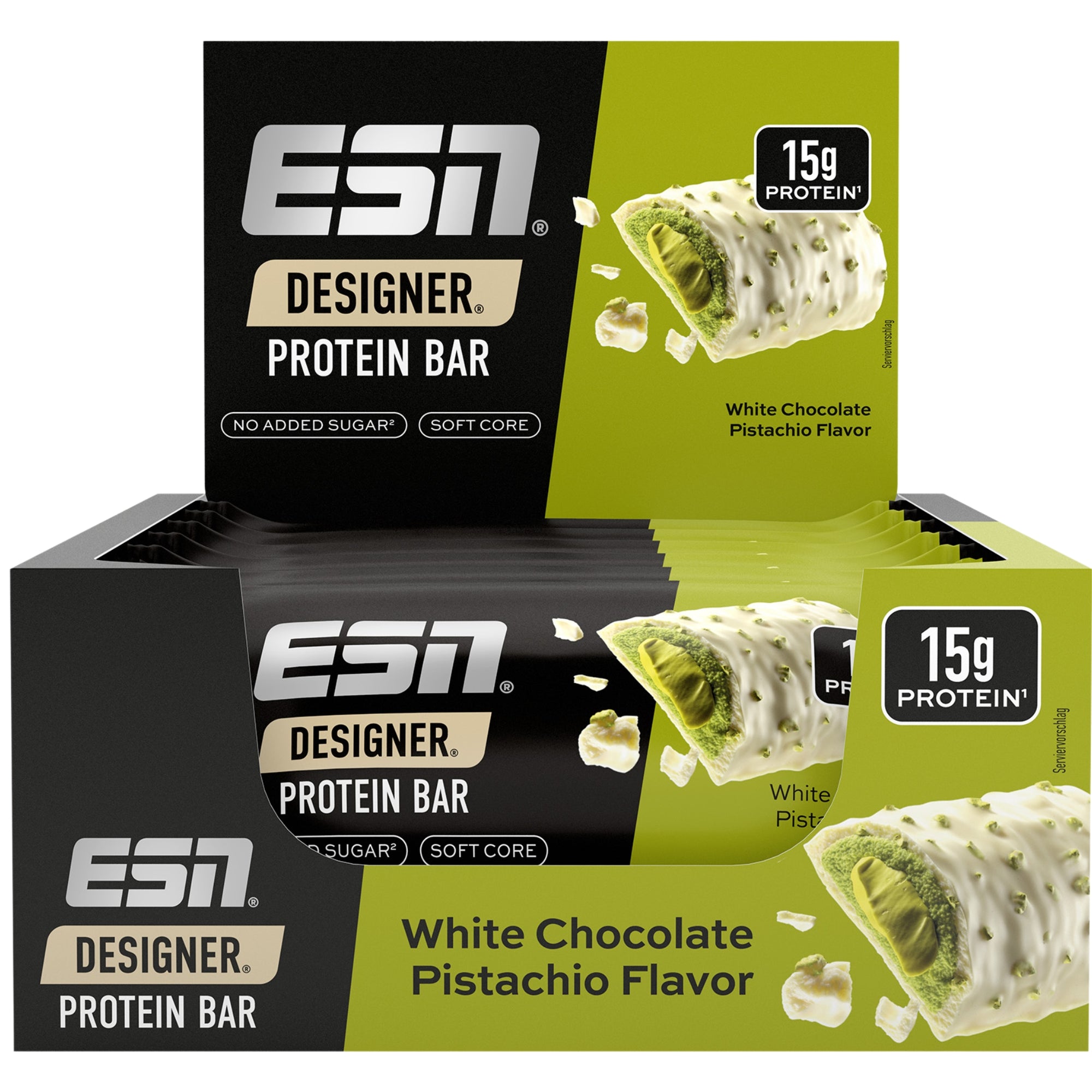 ESN Designer Bar White Chocolate Pistachio 12x45g - eiwitreep met 14g eiwit zonder toegevoegde suikers, kopen in Nederland en België