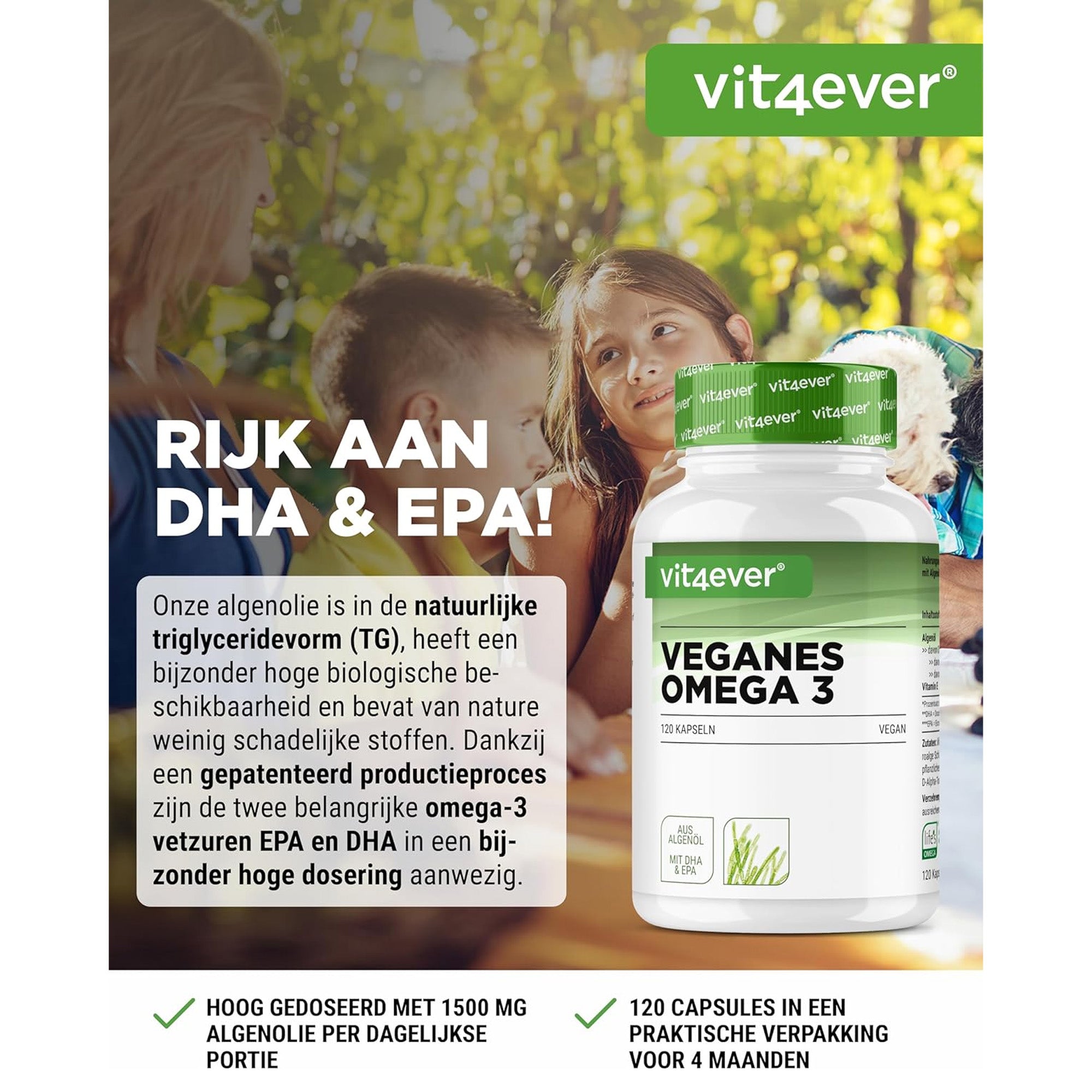 duurzame omega-3 supplementen van algenolie, vegan alternatief voor visolie