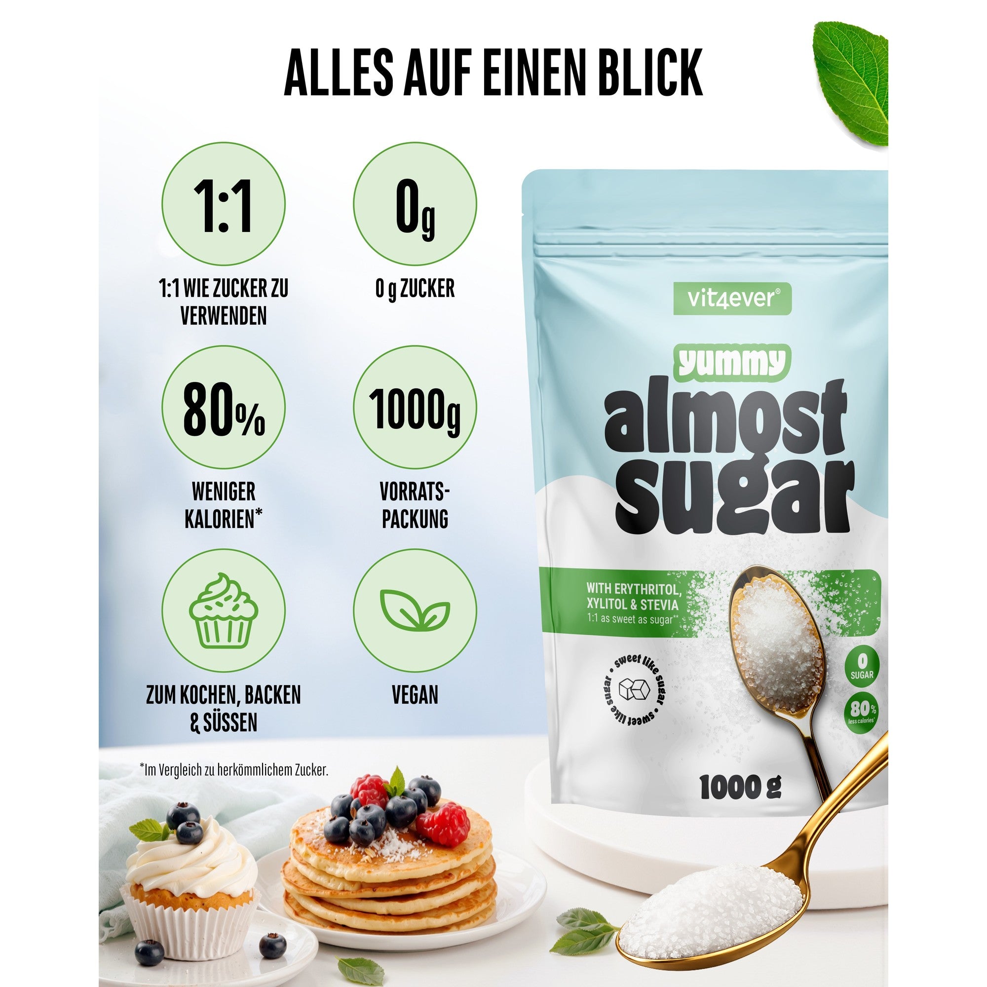 Almost Sugar kristallen van dichtbij, lijken op gewone kristalsuiker