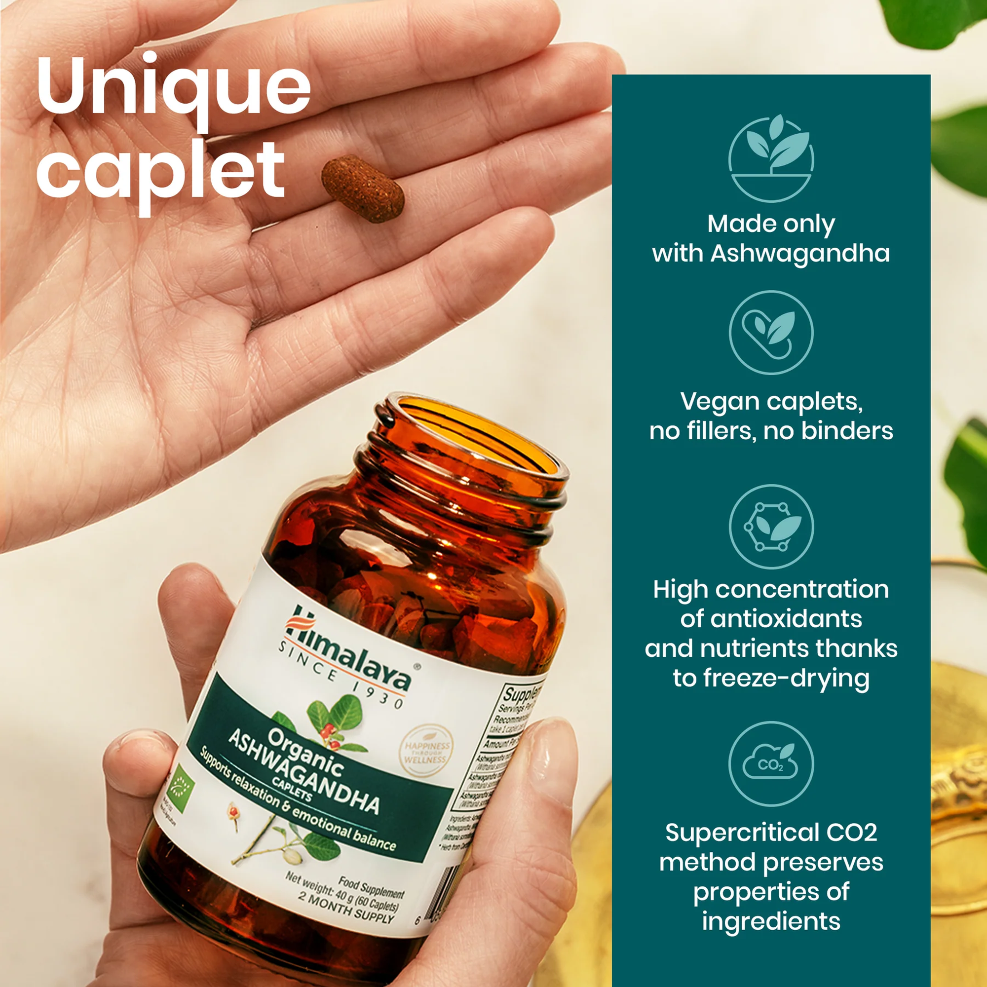 Himalaya Ashwagandha unieke caplet, vegan en zonder vulstoffen