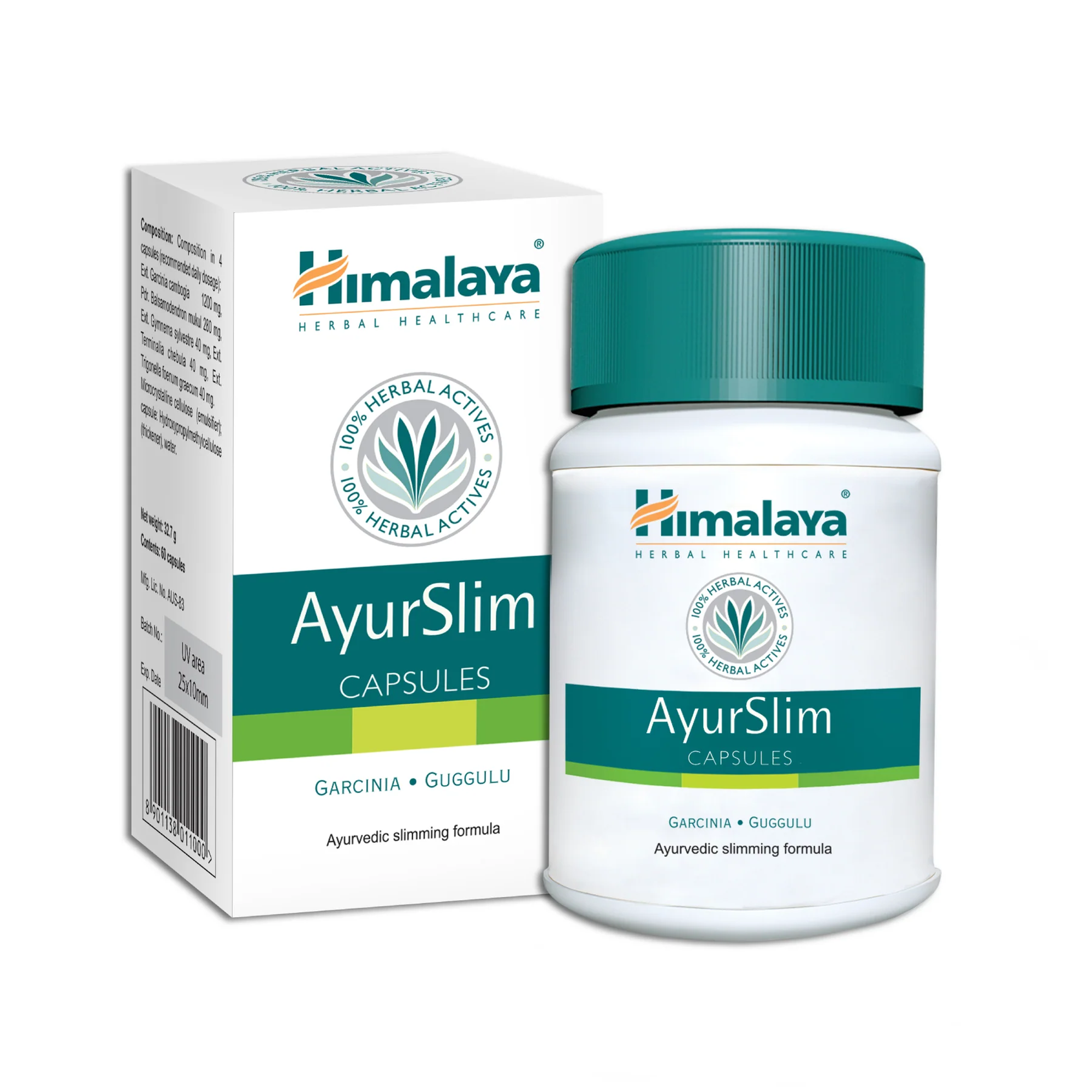 Himalaya AyurSlim 60 capsules, doos en pot - Ayurvedisch kruidensupplement met Garcinia cambogia en guggul voor gewichtsbeheersing