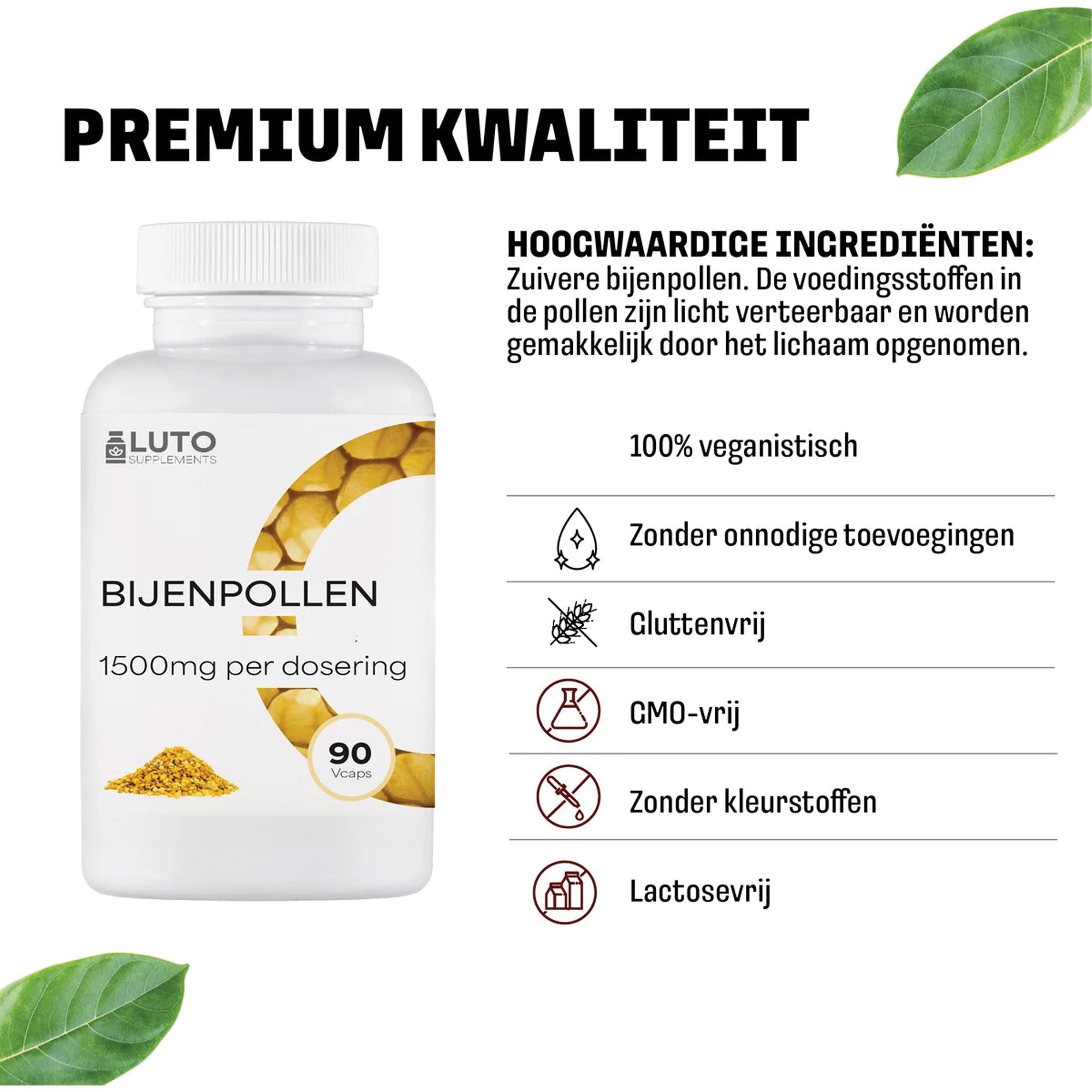 Bijenpollen 1500mg | 90 capsules | LUTO Supplements