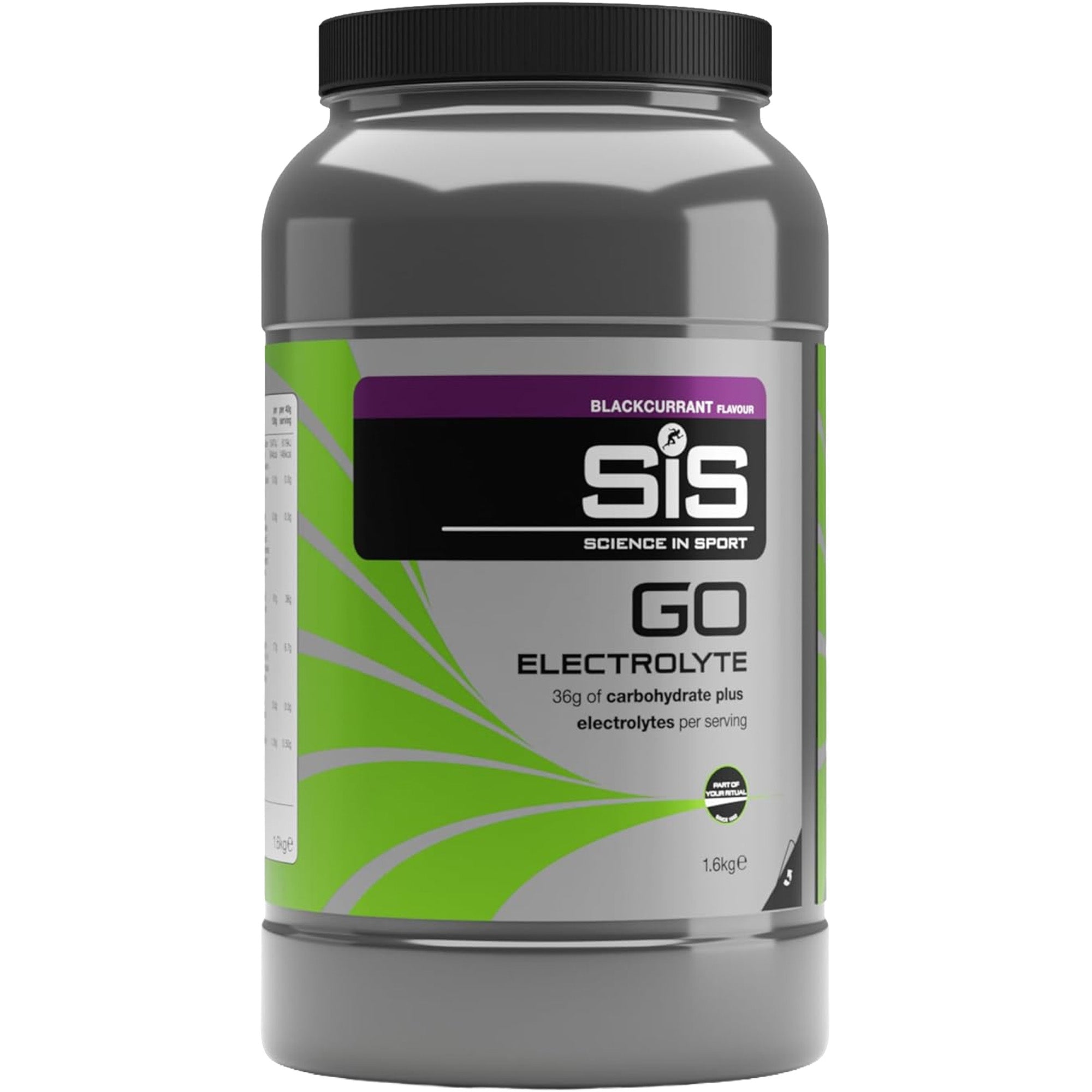 #Inhoud_1600g Grote pot SiS GO Electrolyte poeder 1600g in de smaak Blackcurrant (zwarte bes), verkrijgbaar bij LUTO Supplements.
