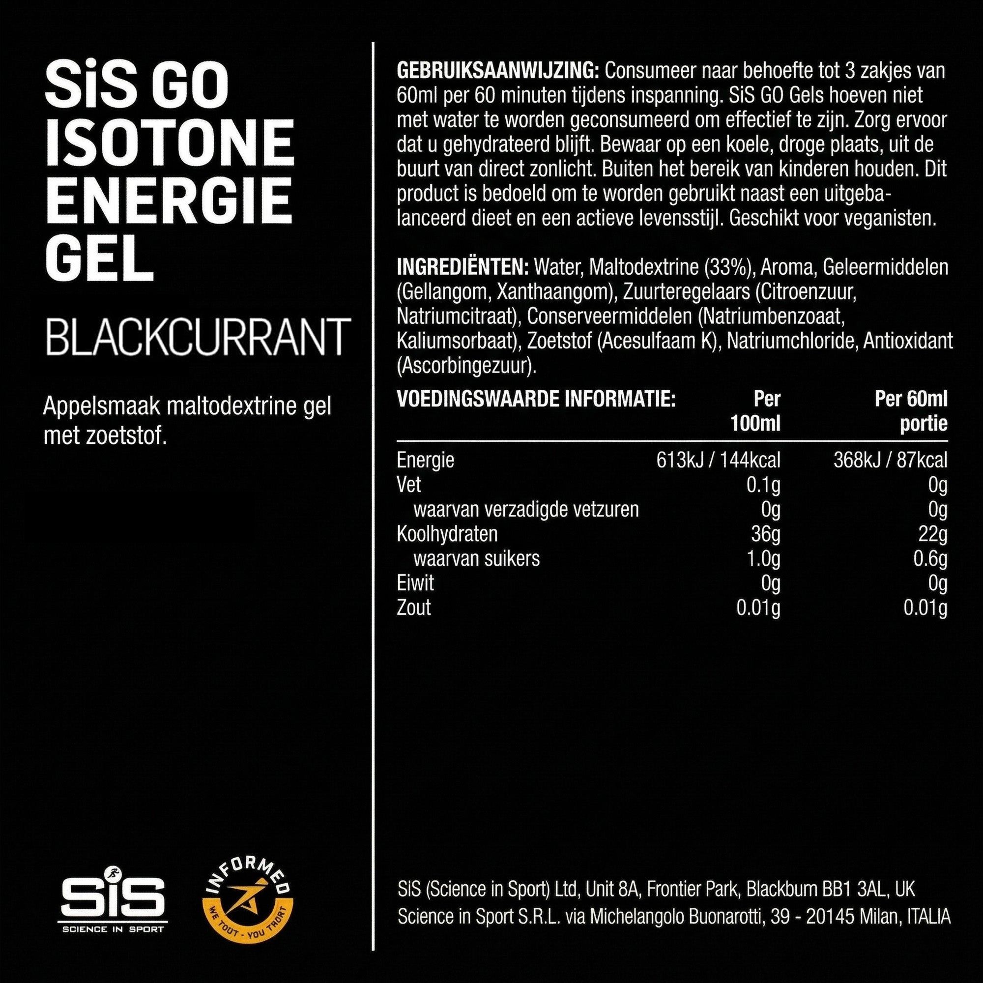 SiS Go Isotonic Energy Gel | Blackcurrant