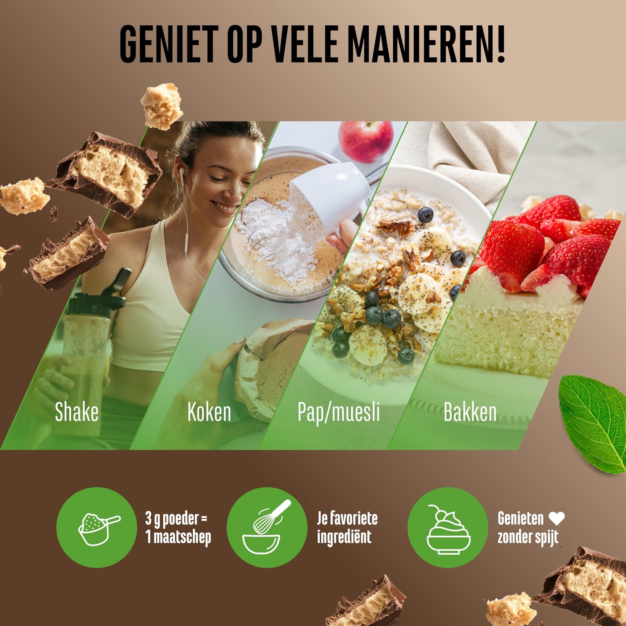 Vit4ever Flavor Craft Chocoladepauze smaakpoeder in shake, kwark, havermout en baksels