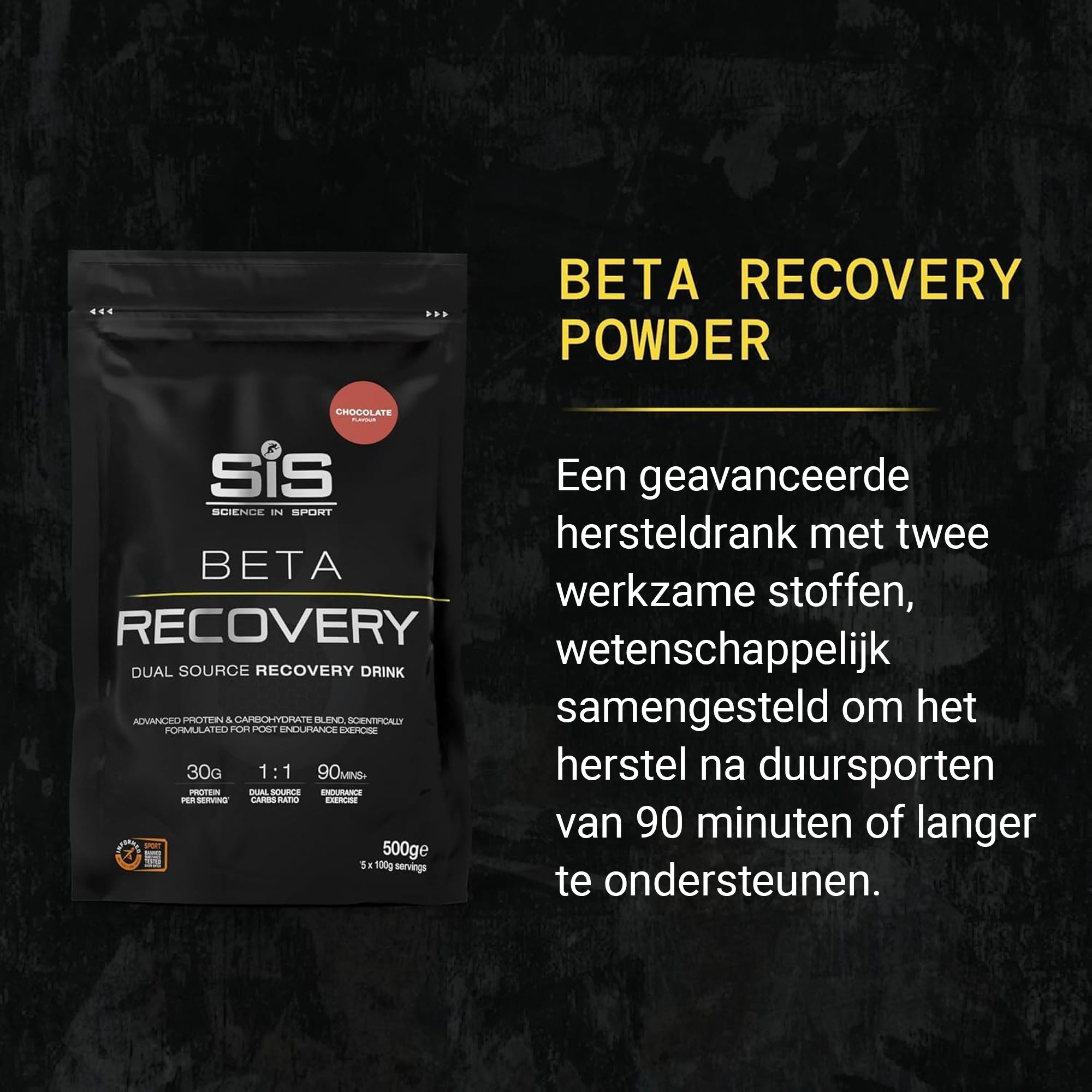 #Inhoud_500g SiS BETA Recovery Powder Chocolade 500g geavanceerde herstelshake voor duursporters na 90 minuten training