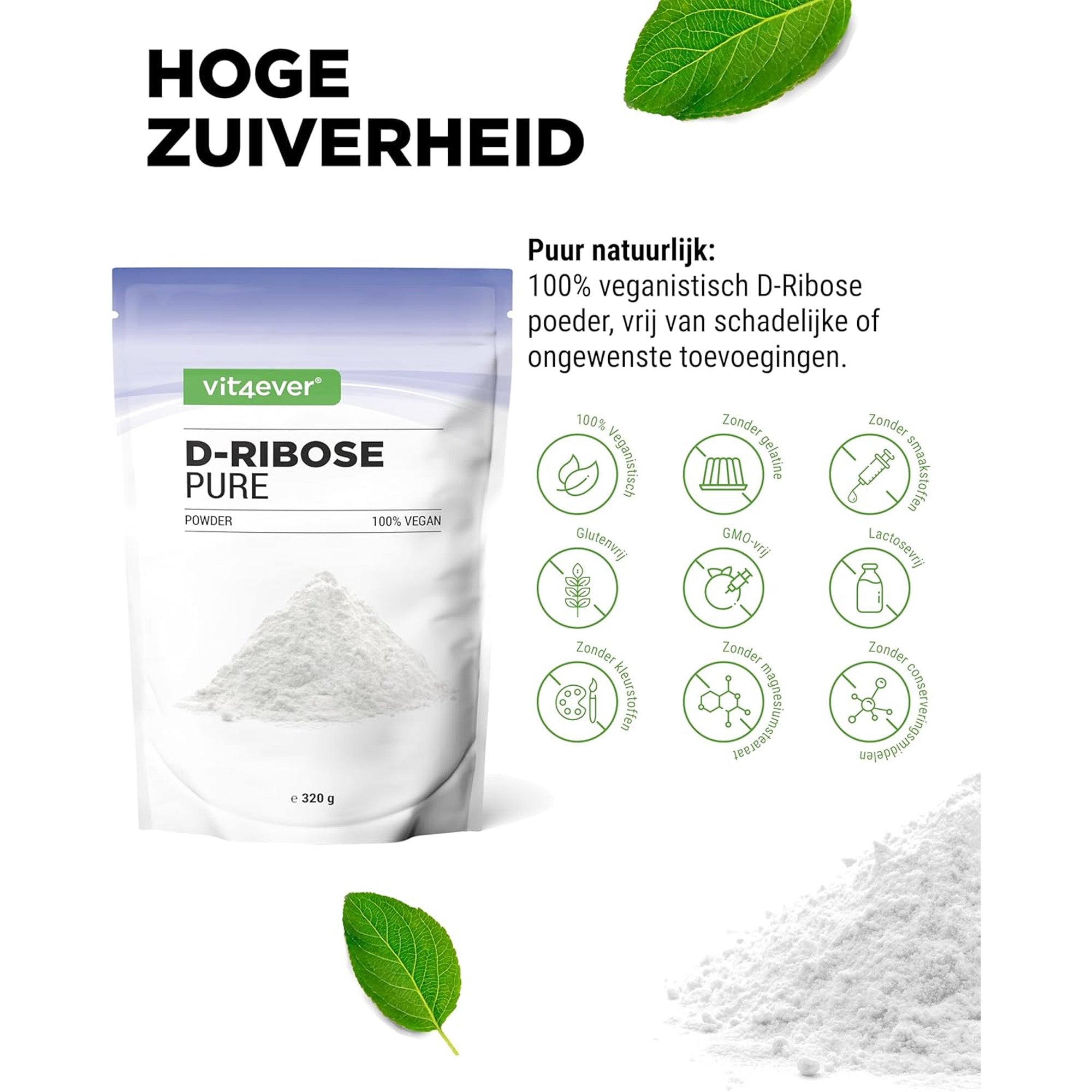 Voedingsinformatie Vit4ever D-Ribose Poeder 4000 mg per portie