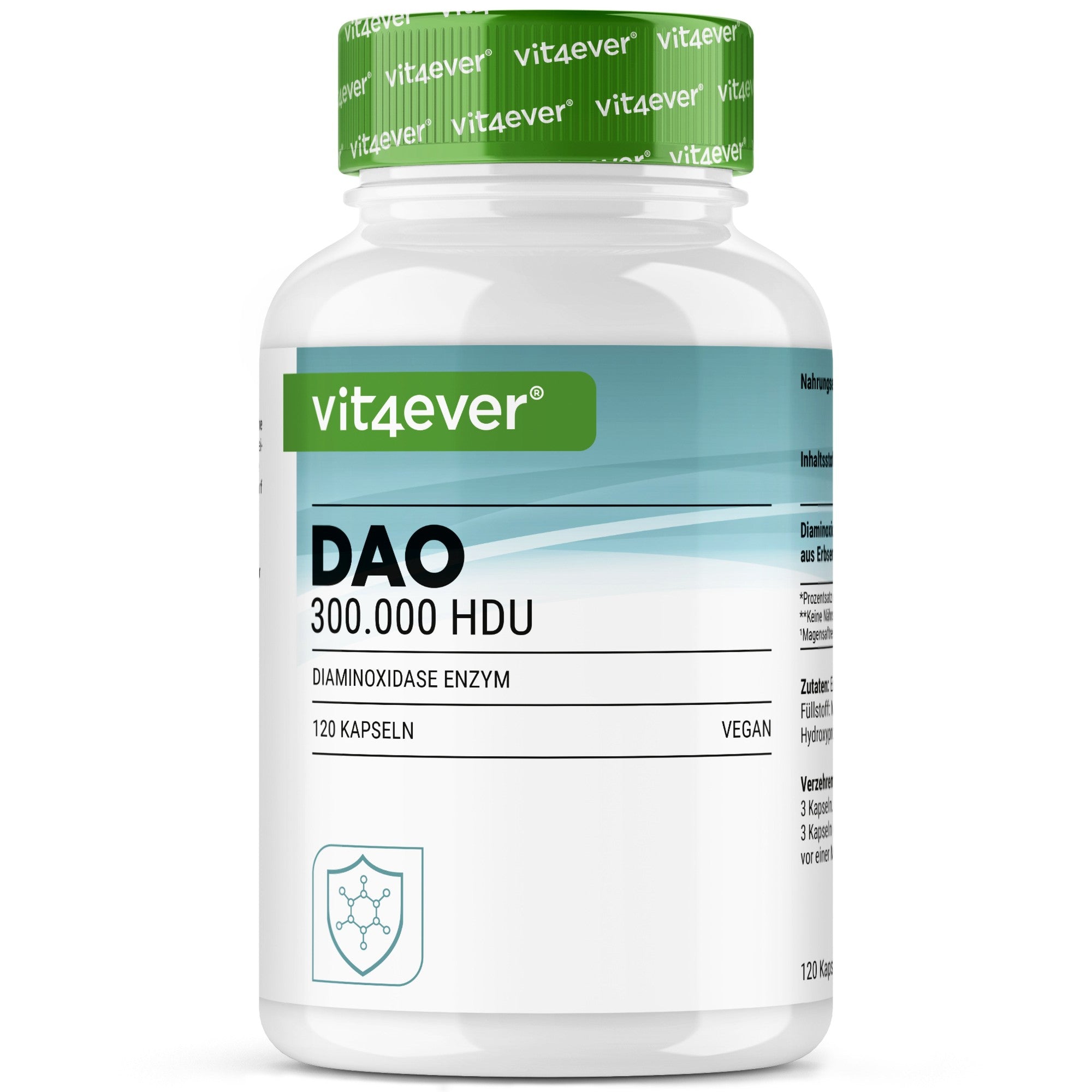 Vit4ever DAO Enzym 300.000 HDU pot met 120 maagsapresistente vegan capsules