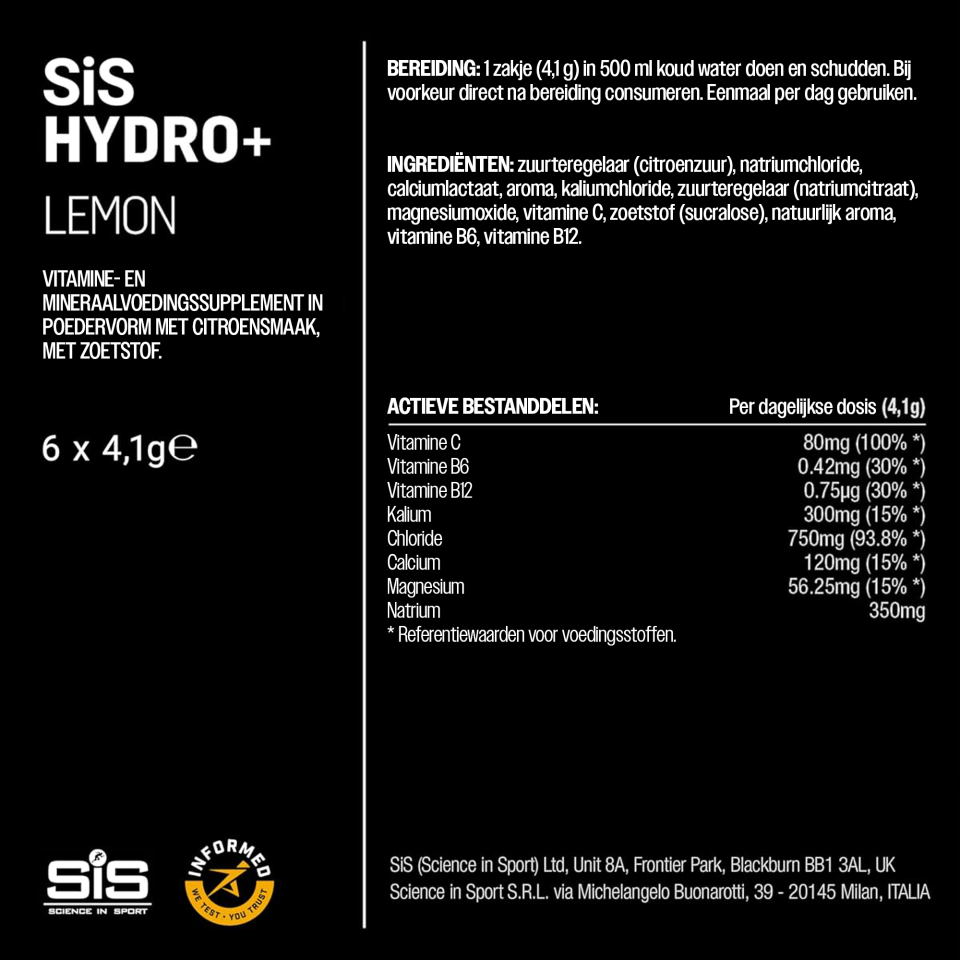 SiS Hydro+ Drink Mix | Elektrolyten | Lemon | 6-pack