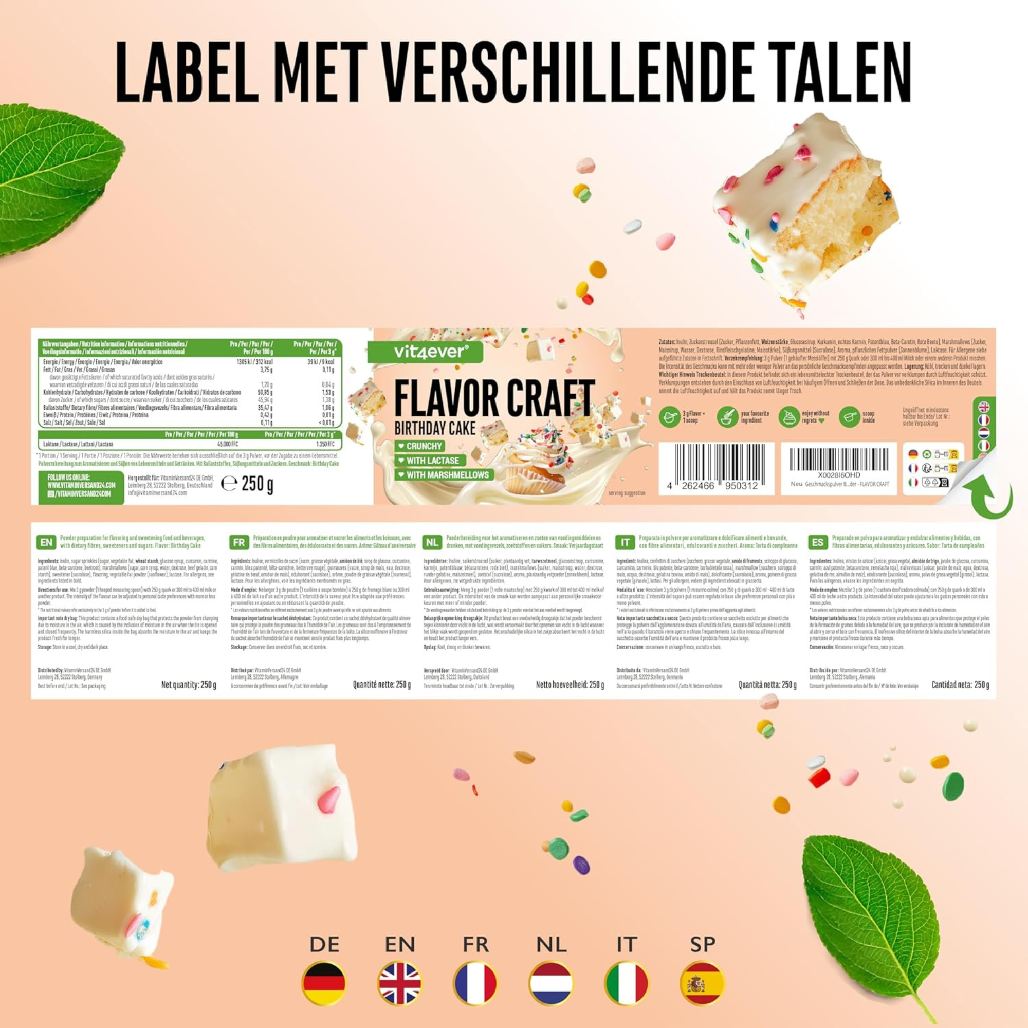 Flavor Craft Verjaardagstaart Smaakpoeder | 250g | Vit4ever
