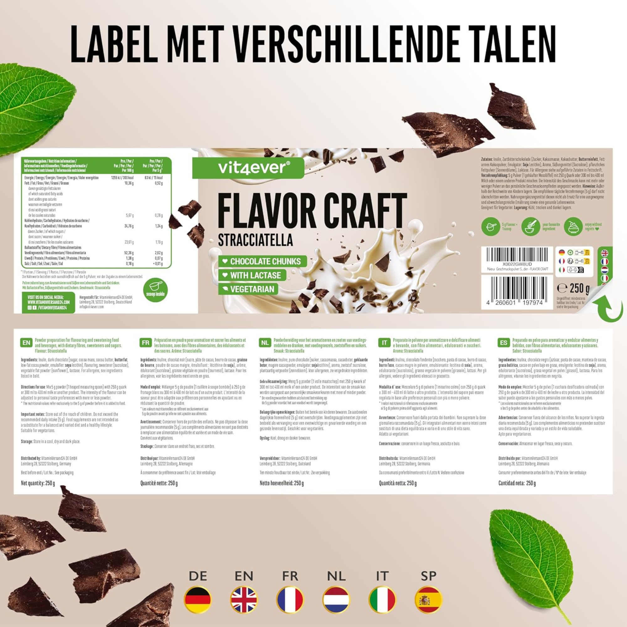 Flavor Craft Stracciatella Smaakpoeder | 250g | Vit4ever