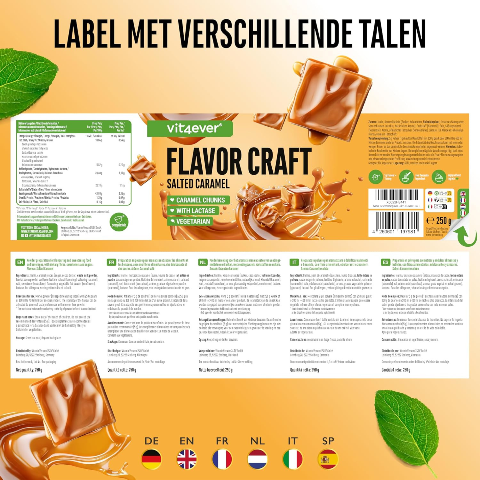 Flavor Craft Gezouten karamel Smaakpoeder | 250g | Vit4ever