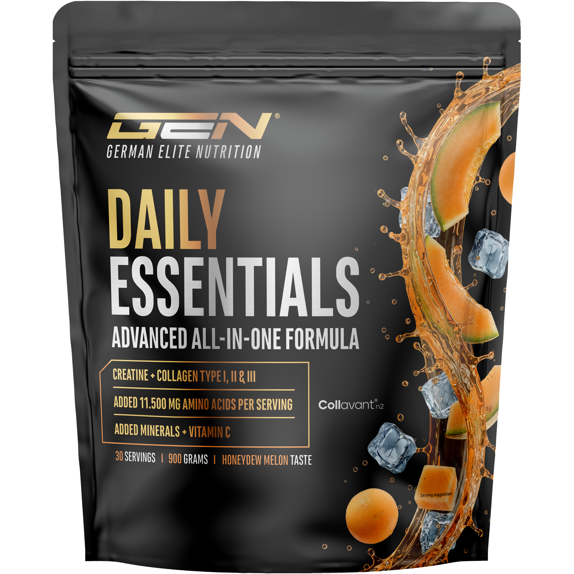 Pot GEN Daily Essentials Creatine + Collageen Honingmeloen, 900 gram poeder
