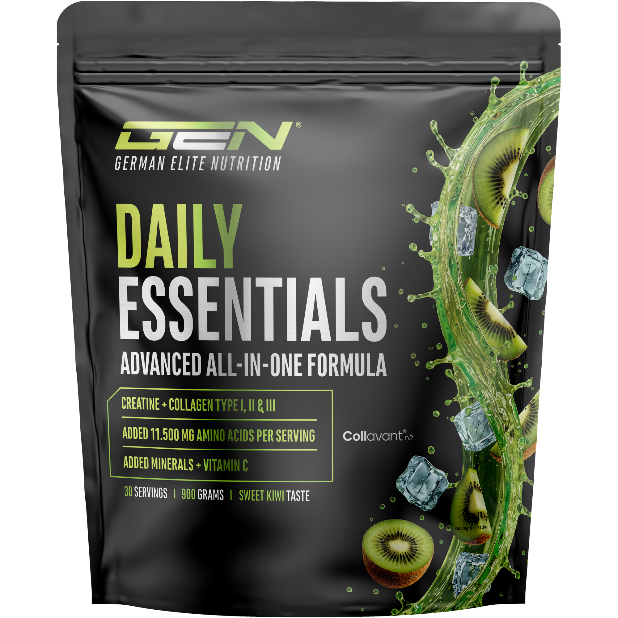 Pot GEN Daily Essentials Creatine + Collageen Kiwi, 900 gram poeder
