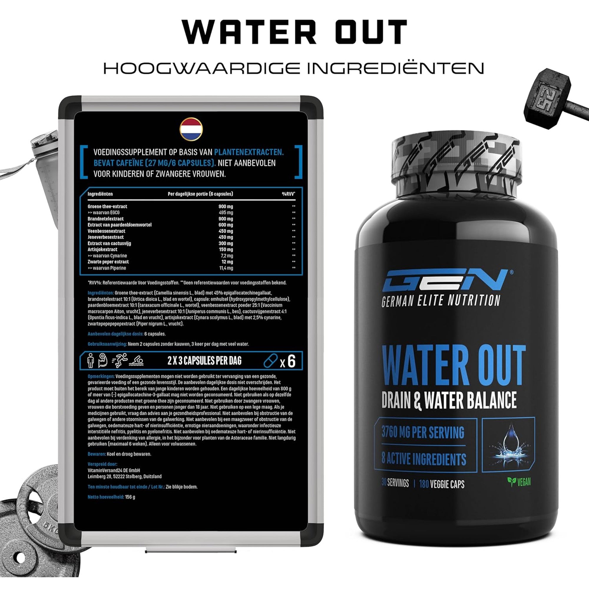 Water Out Complex für einen ausgeglichenen Wasserhaushalt | 180 Kapseln | German Elite Nutrition