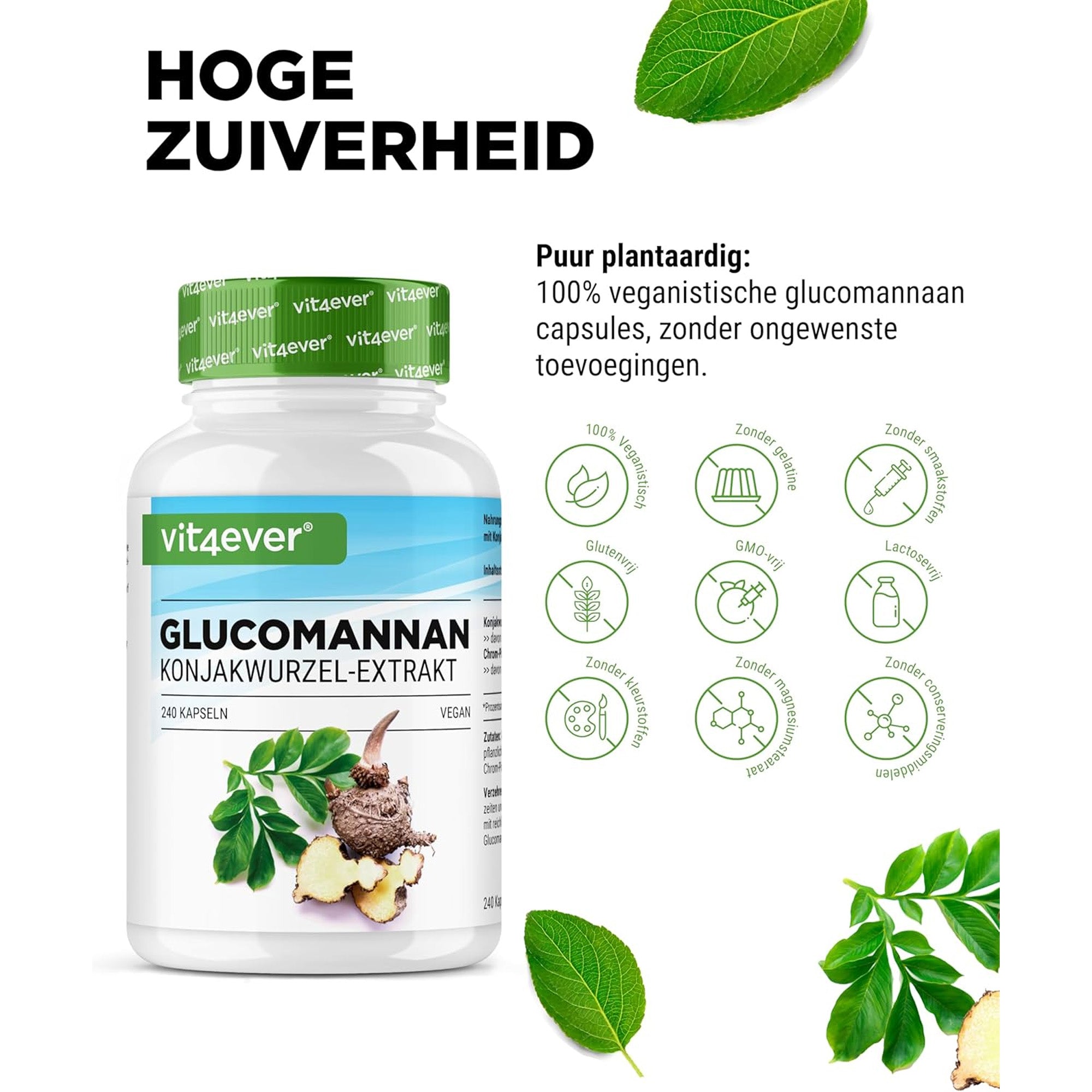 Voedingsinformatie en dosering van Vit4ever Glucomannan capsules