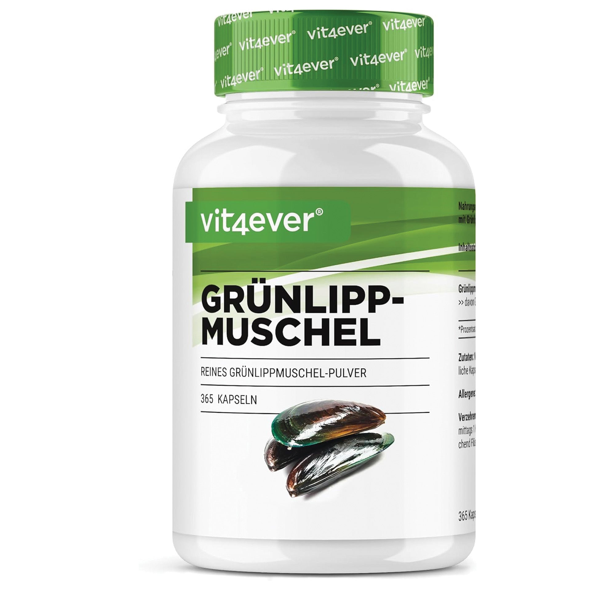 Groenlipmossel 600mg | 365 capsules | Vit4ever