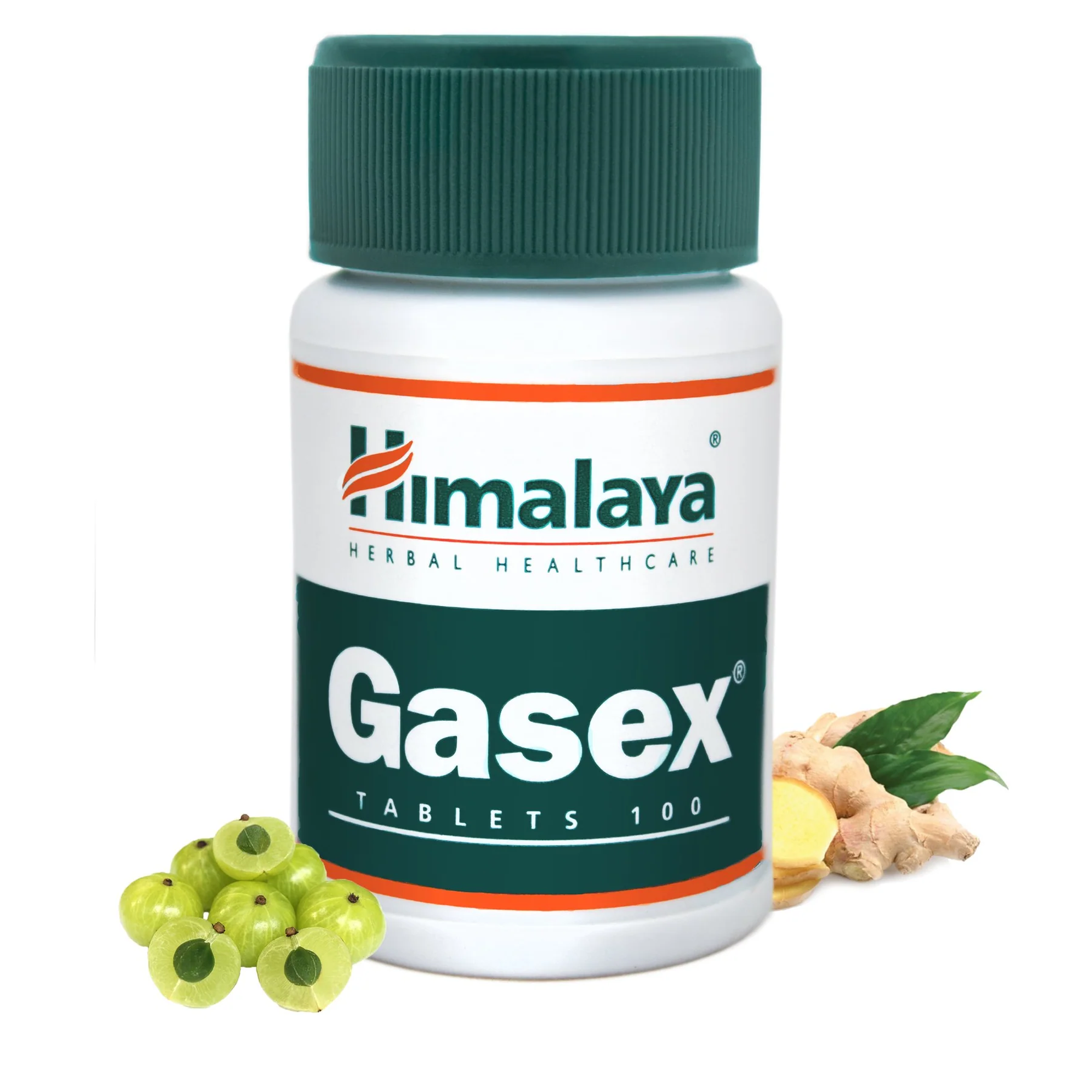 Himalaya Gasex pot met 100 tabletten, amla en gember