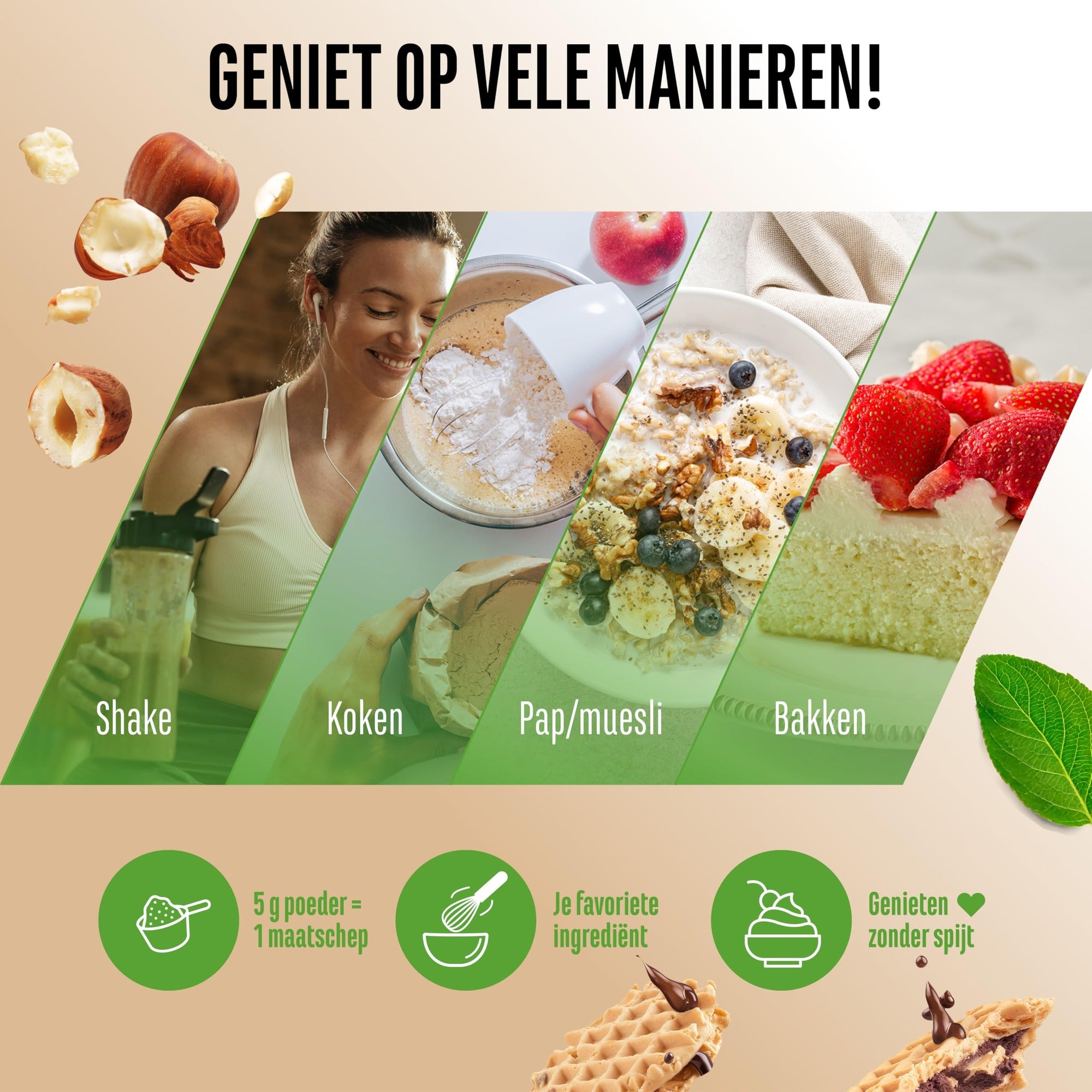 Vit4ever Flavor Craft Hazelnoot sandwich smaakpoeder in shake, kwark, havermout en baksels