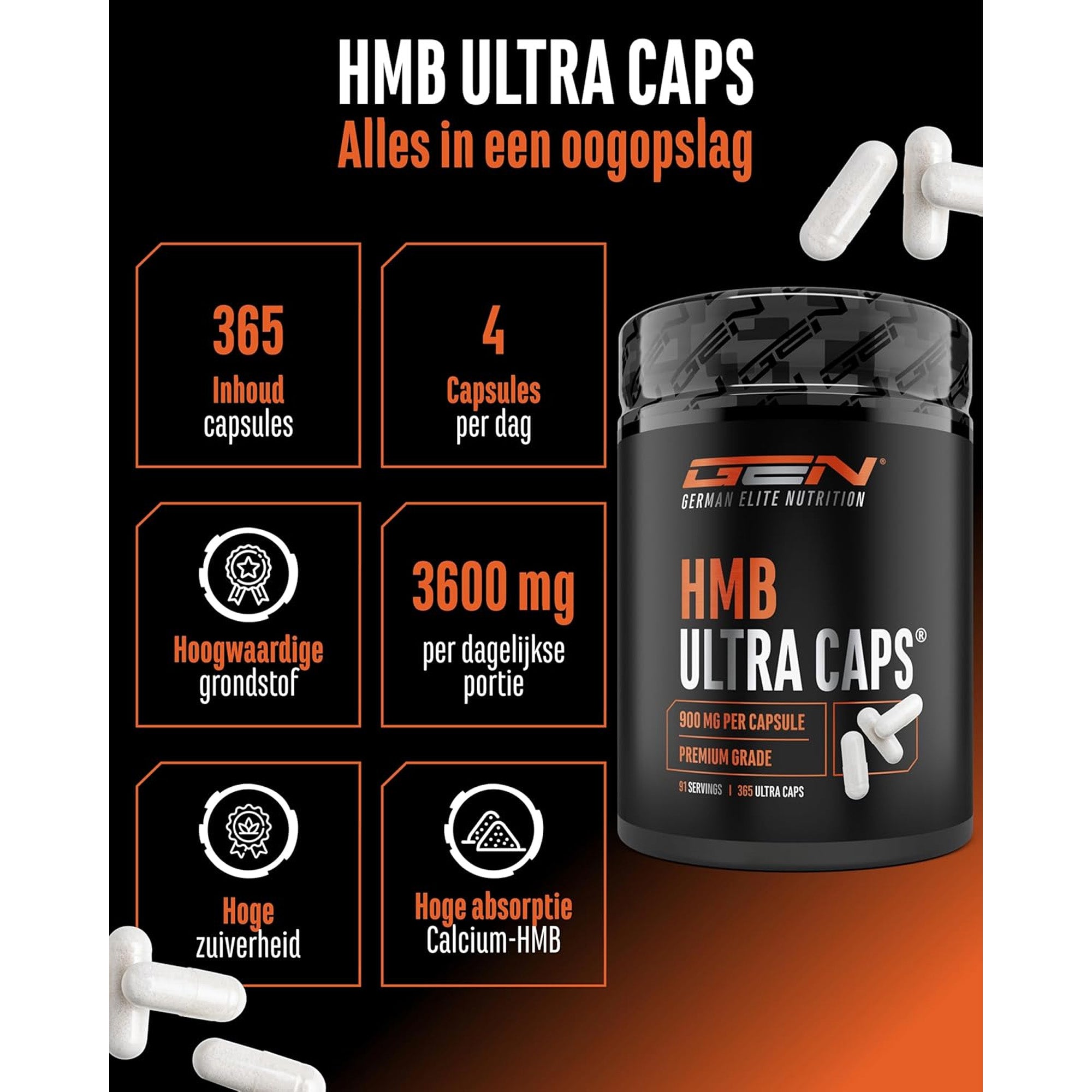 HMB Ultra Caps | 365 Capsules | GEN