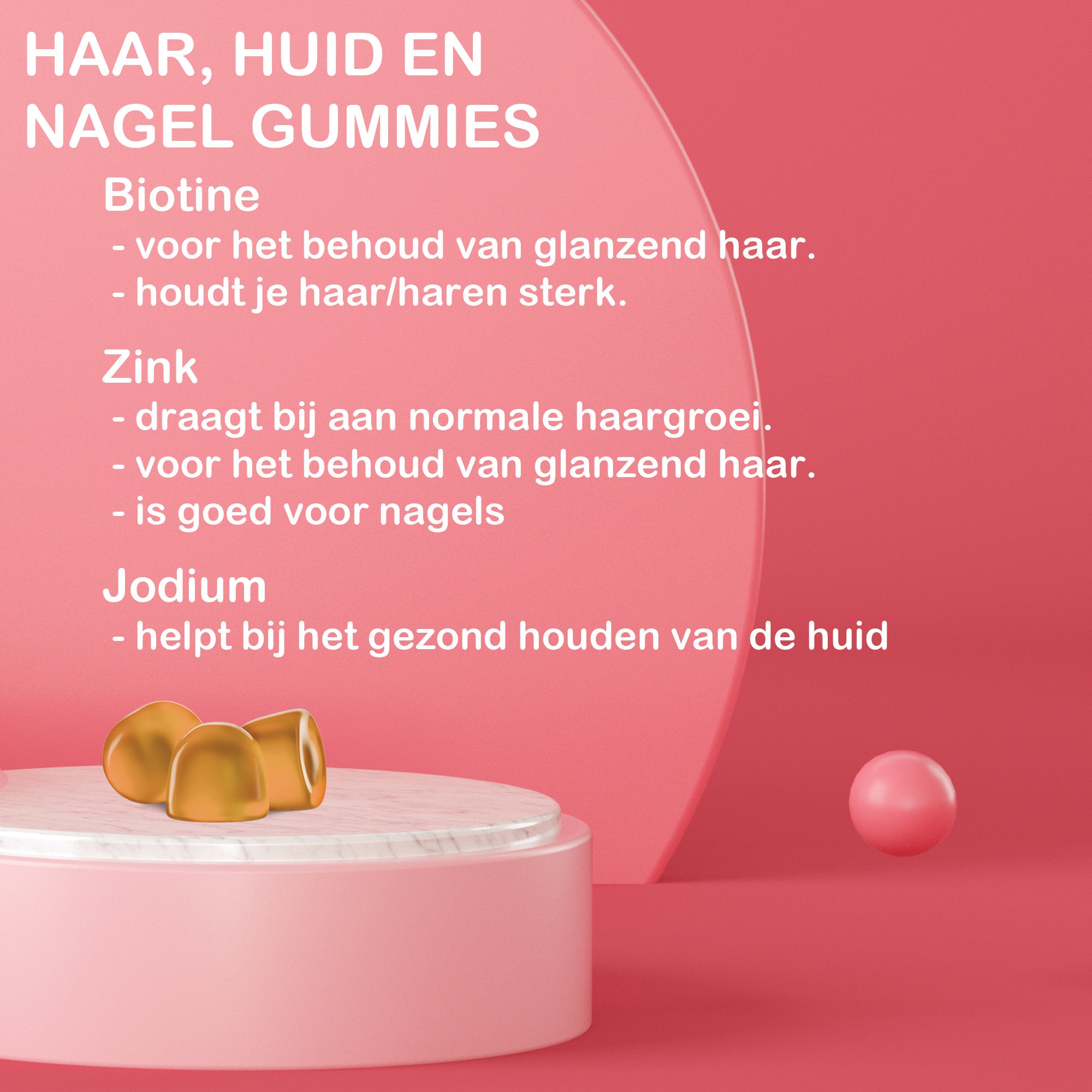 Haar, Huid & Nagel Gummies | Vitamine C, Biotine, Foliumzuur | 60 Sinaasappel Gummies | LUTO Supplement